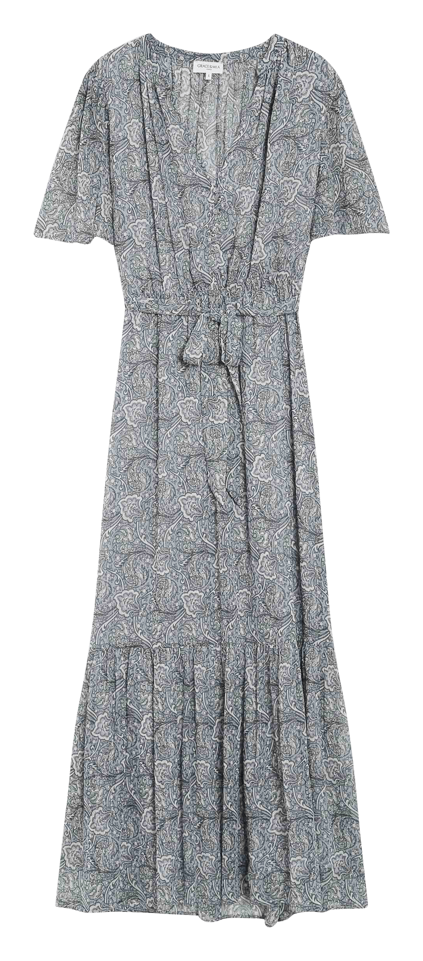 V-neck long printed dress GRACE ET MILA Blue