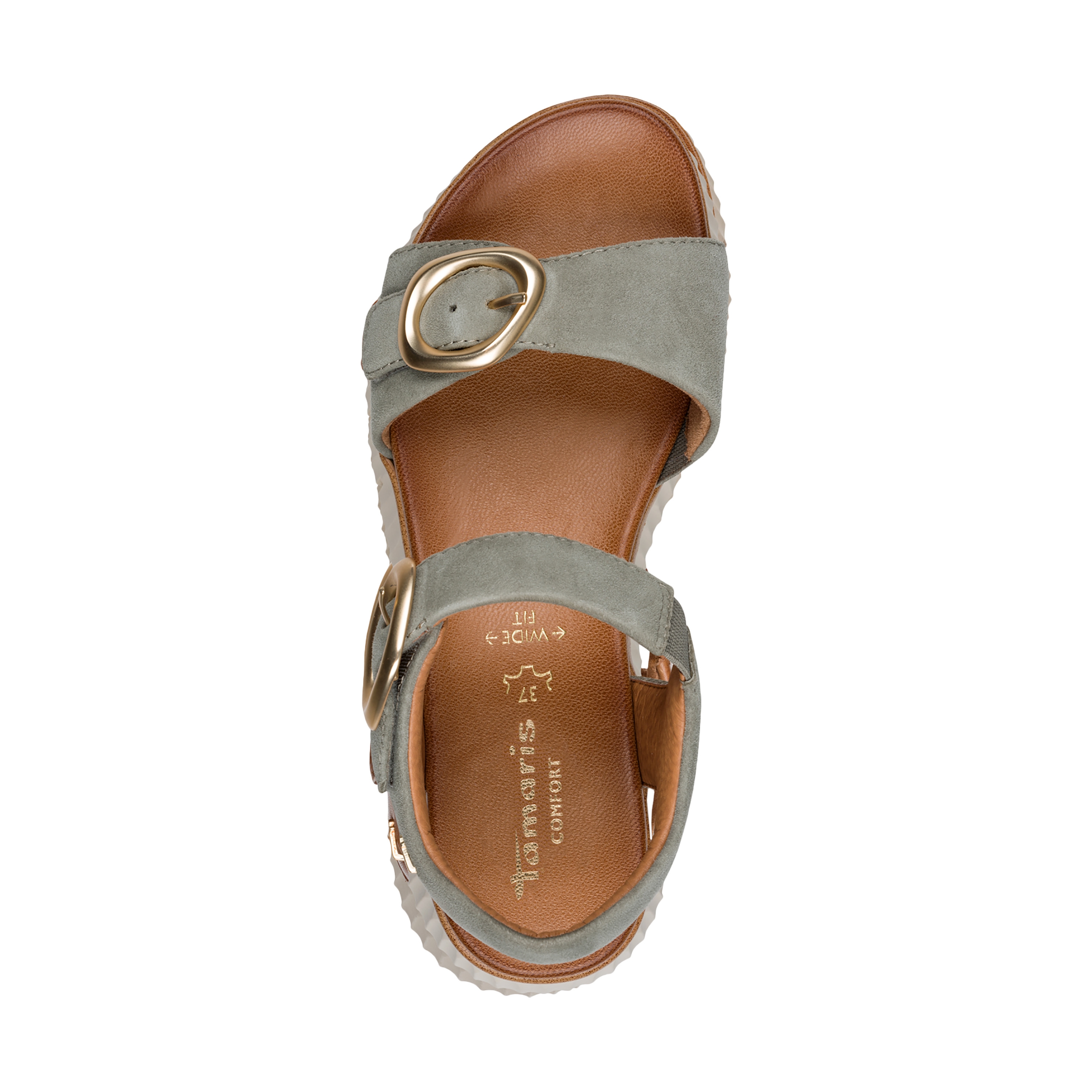 Leather comfort wedge sandals TAMARIS Green