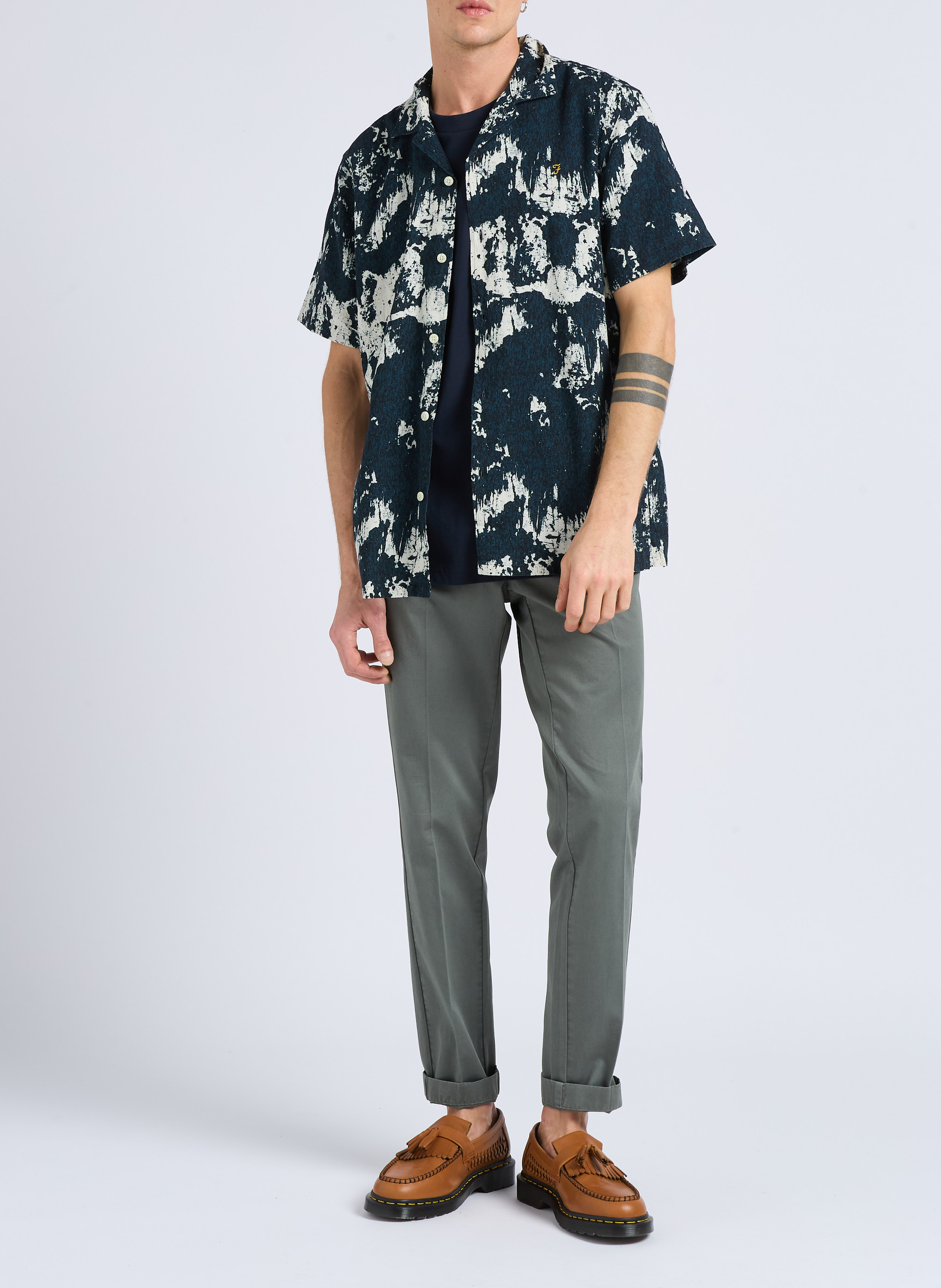 Tee-shirt col rond en coton bio  FARAH Bleu