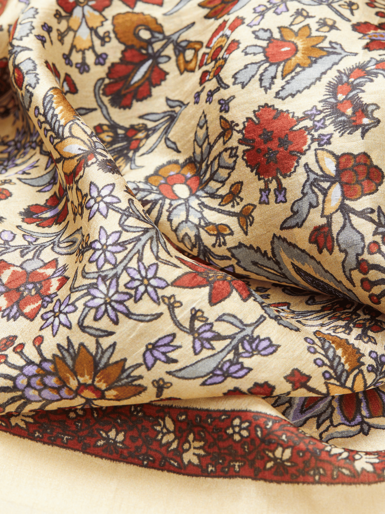 Foulard carré imprimé floral en soie BECKSONDERGAARD Multicolore