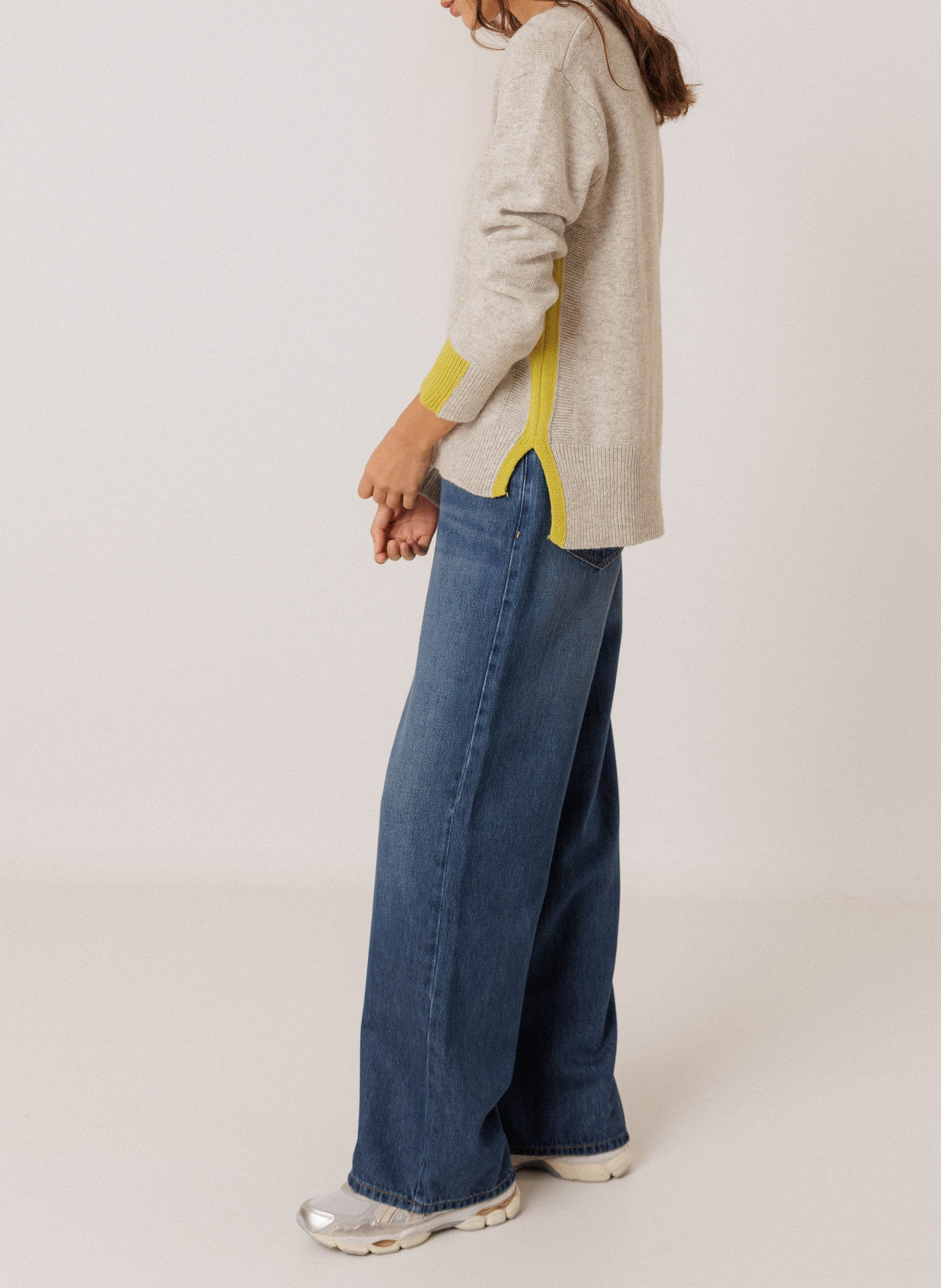Round-neck straight sweater INDI & COLD Grey