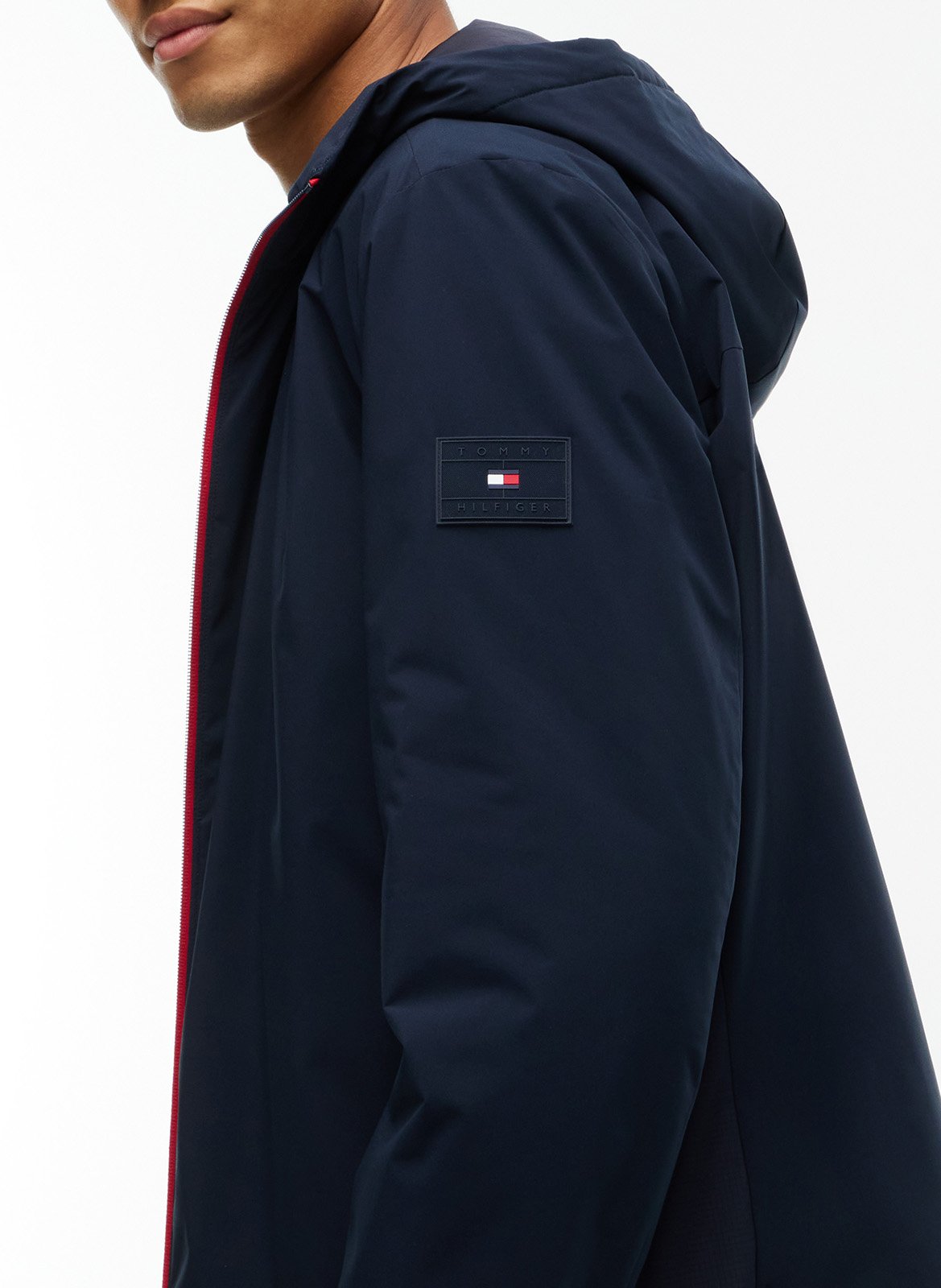Gerader Mantel mit Reißverschluss und Kapuze TOMMY HILFIGER Blau