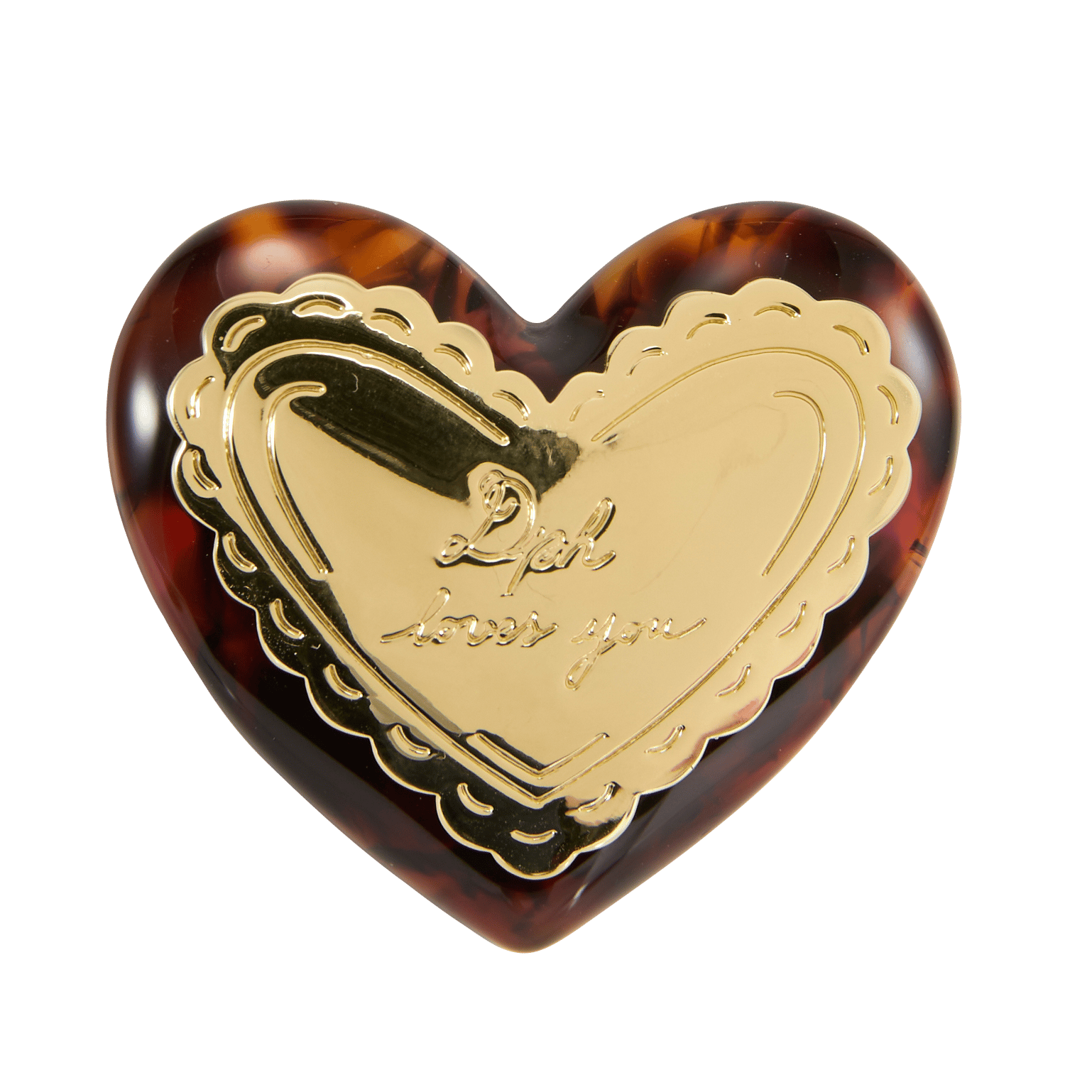Heart-shaped tortoiseshell brooch DES PETITS HAUTS Golden