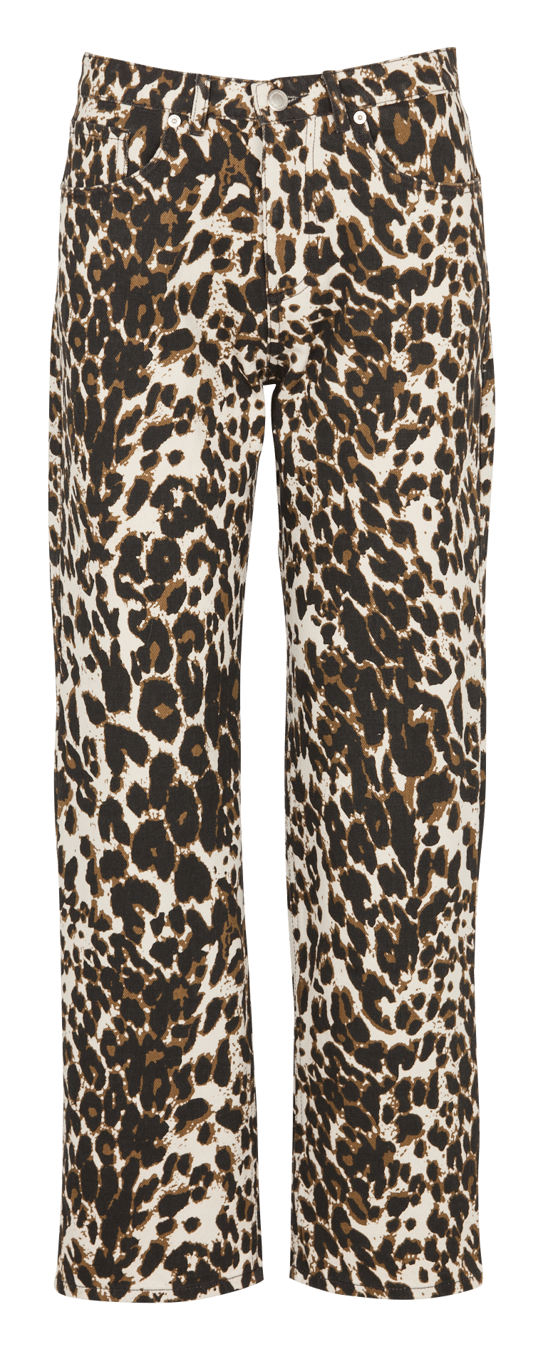 Straight leg leopard print cotton jeans IKKS Brown
