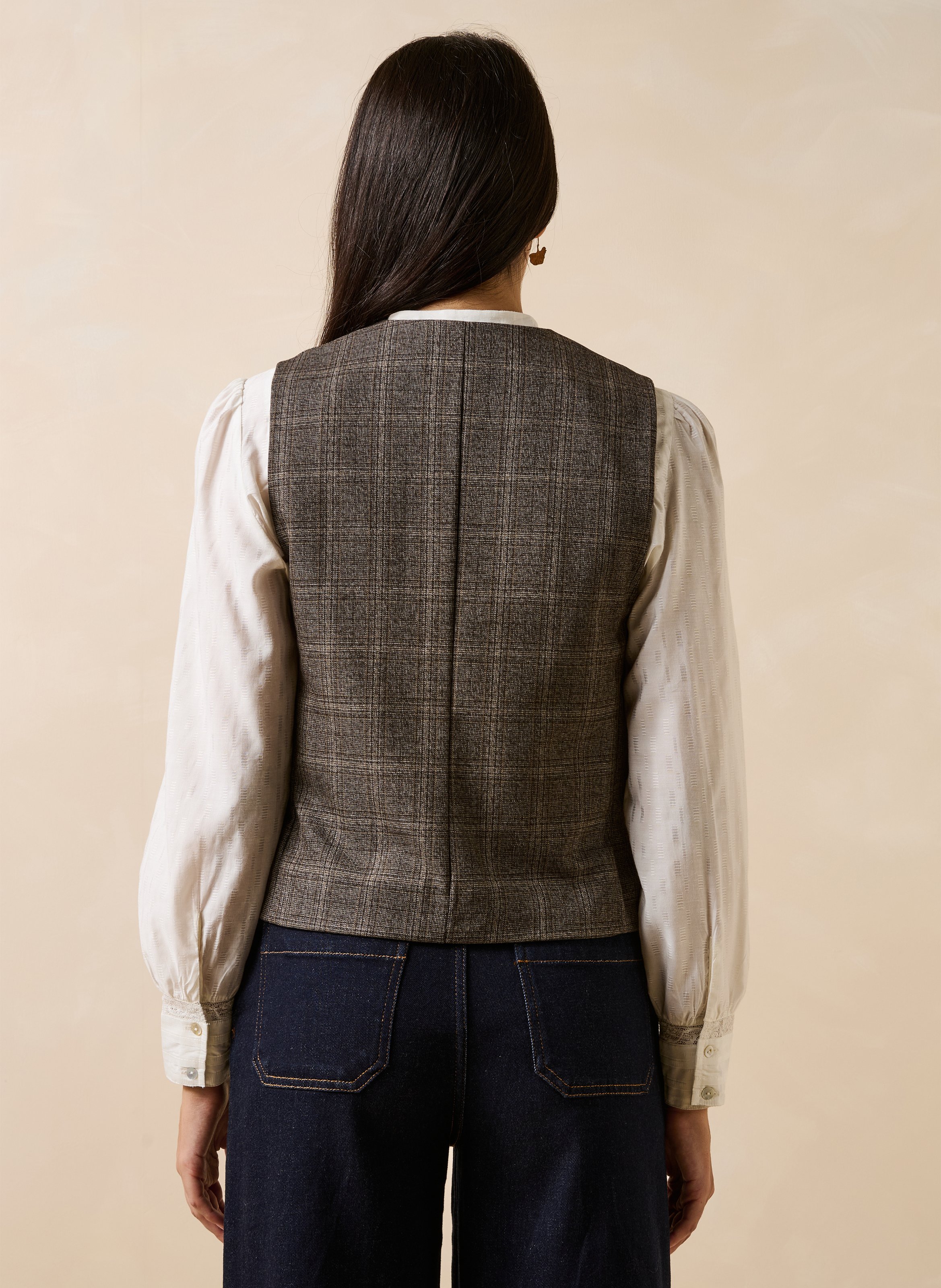 Straight checkered vest LA FEE MARABOUTEE Brown