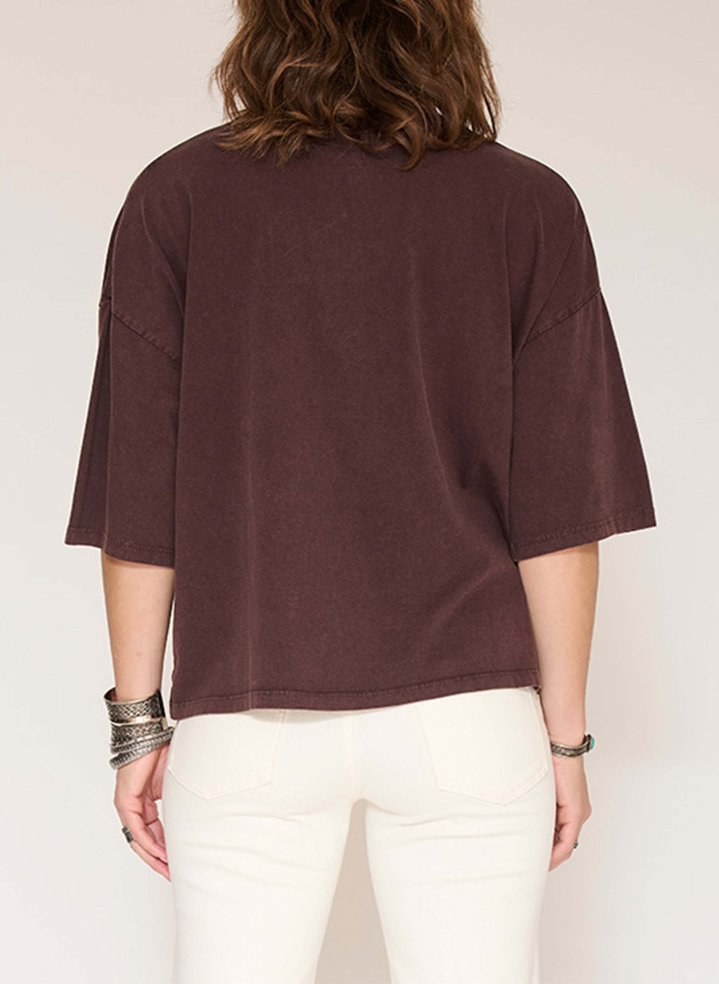 Weit geschnittenes bedrucktes T-Shirt aus Baumwolle MKT Braun