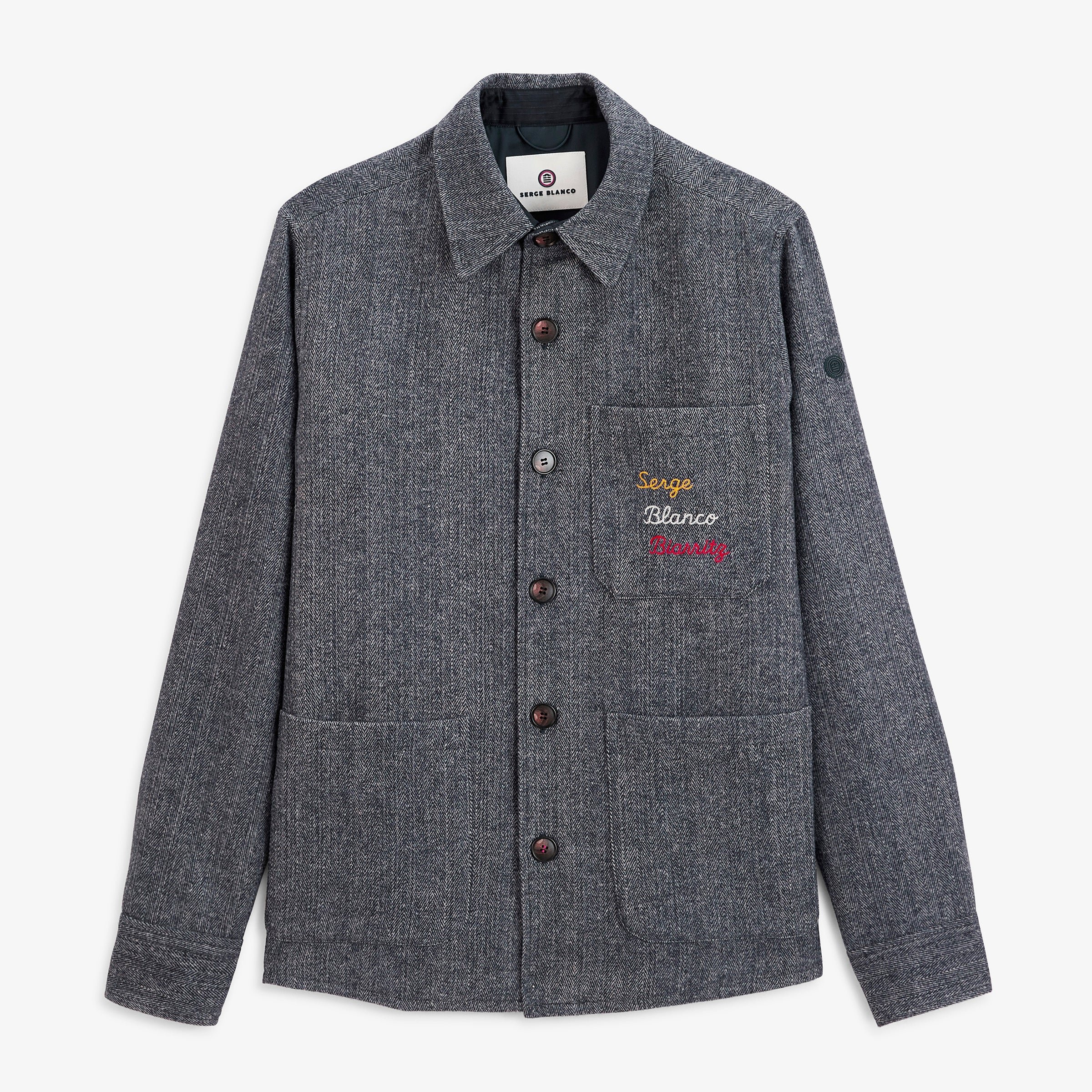 Navy blue chevron TRAP overshirt SERGE BLANCO Blue