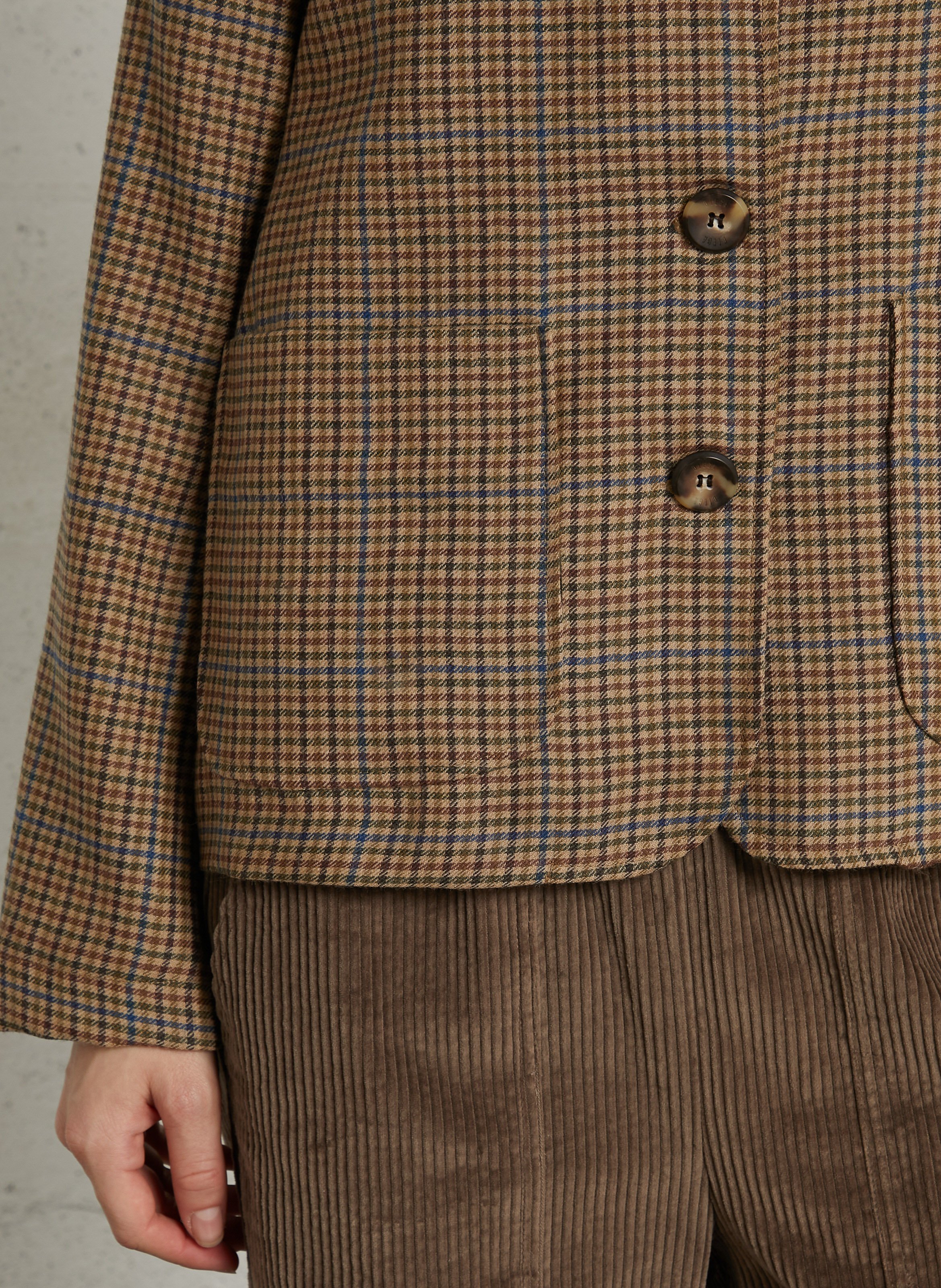 Straight blazer with tailored collar in virgin wool check DIEGA Multicolored