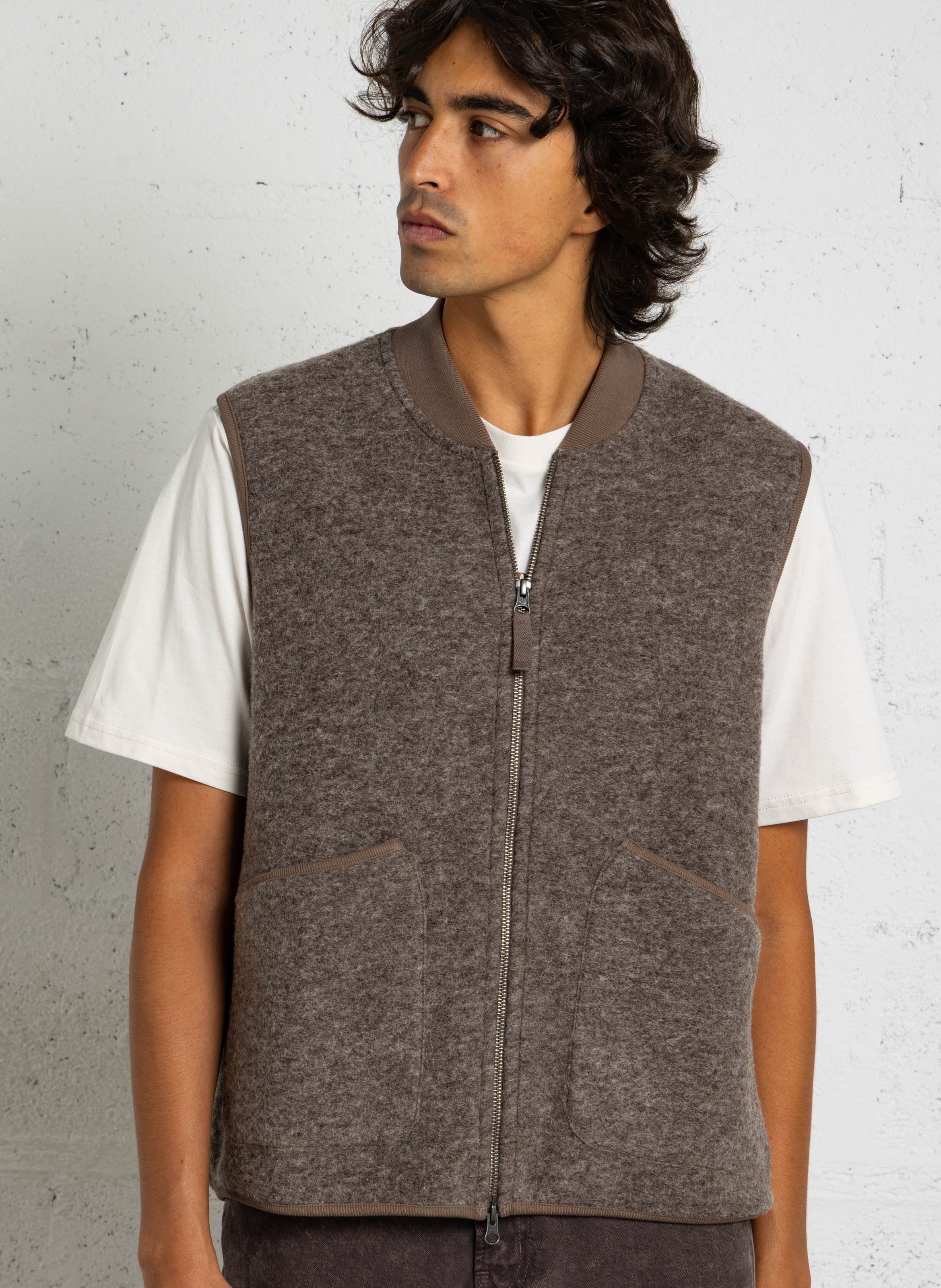 Gilet con collo teddy in misto lana HARTFORD Marrone