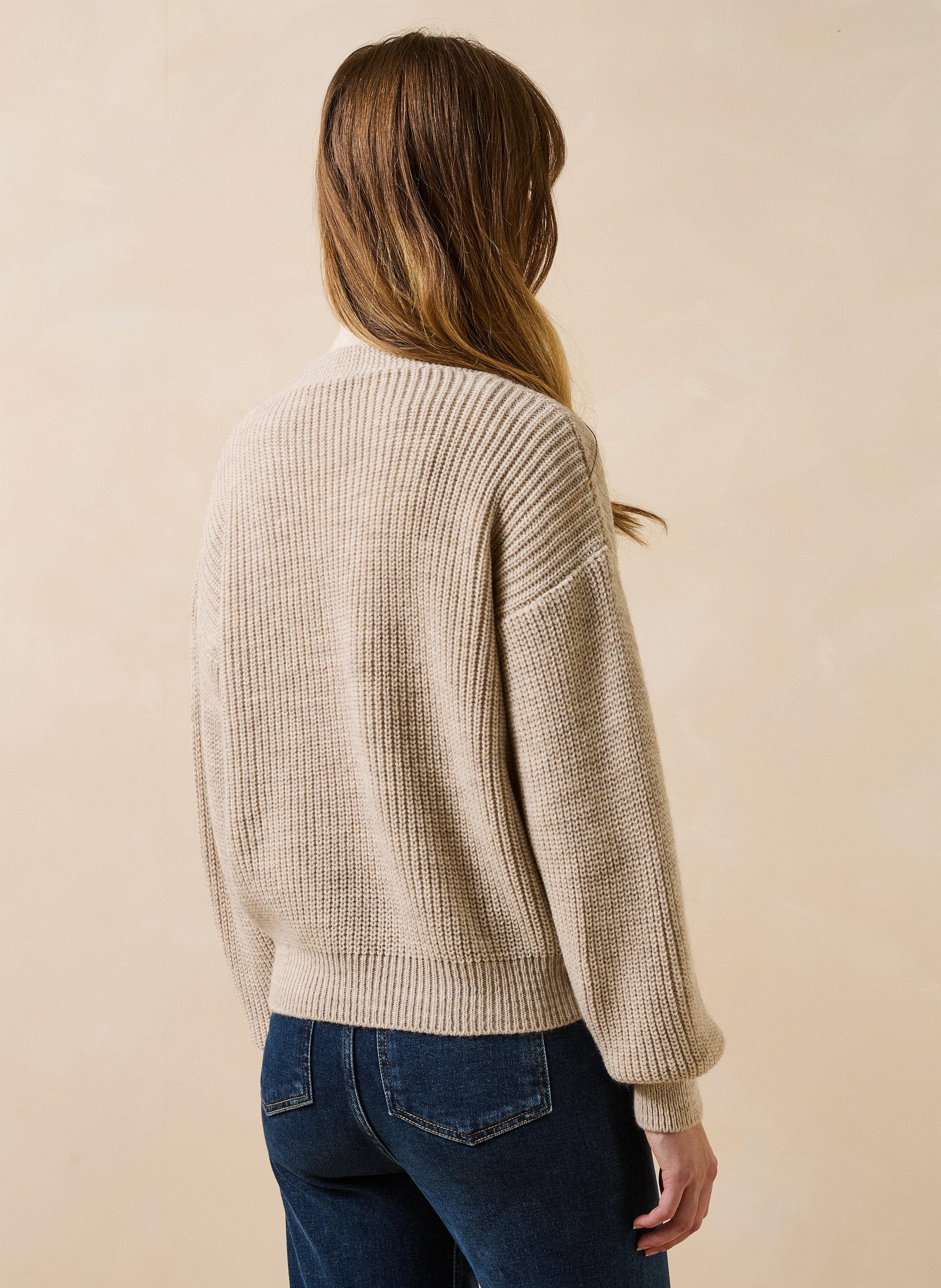 V-neck cardigan LA FEE MARABOUTEE Beige