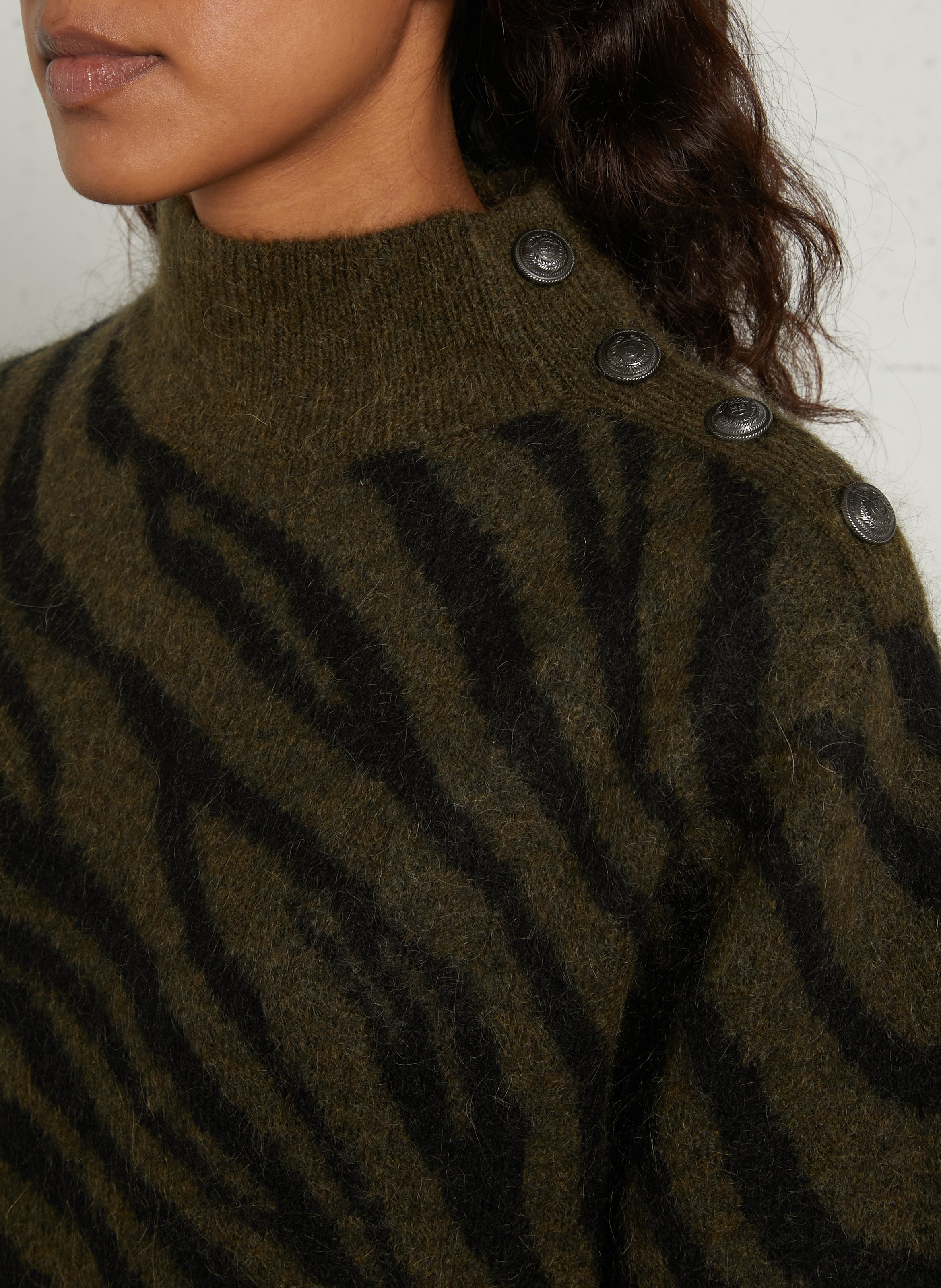 Pulloverkleid mit Stehkragen aus Wollmischung IKKS Khaki
