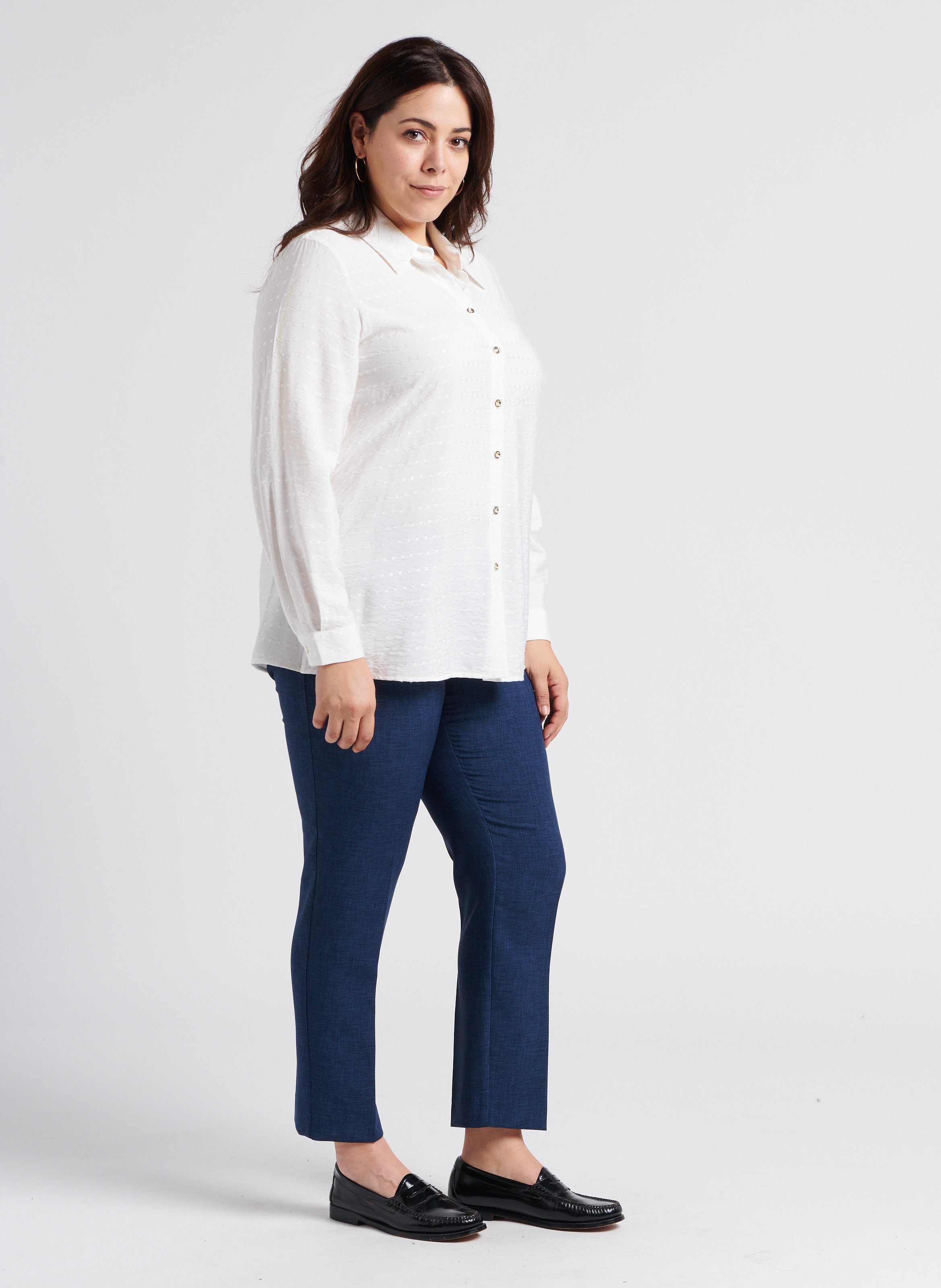 Pantalon droit à pince taille haute  PERSONA by Marina Rinaldi Bleu