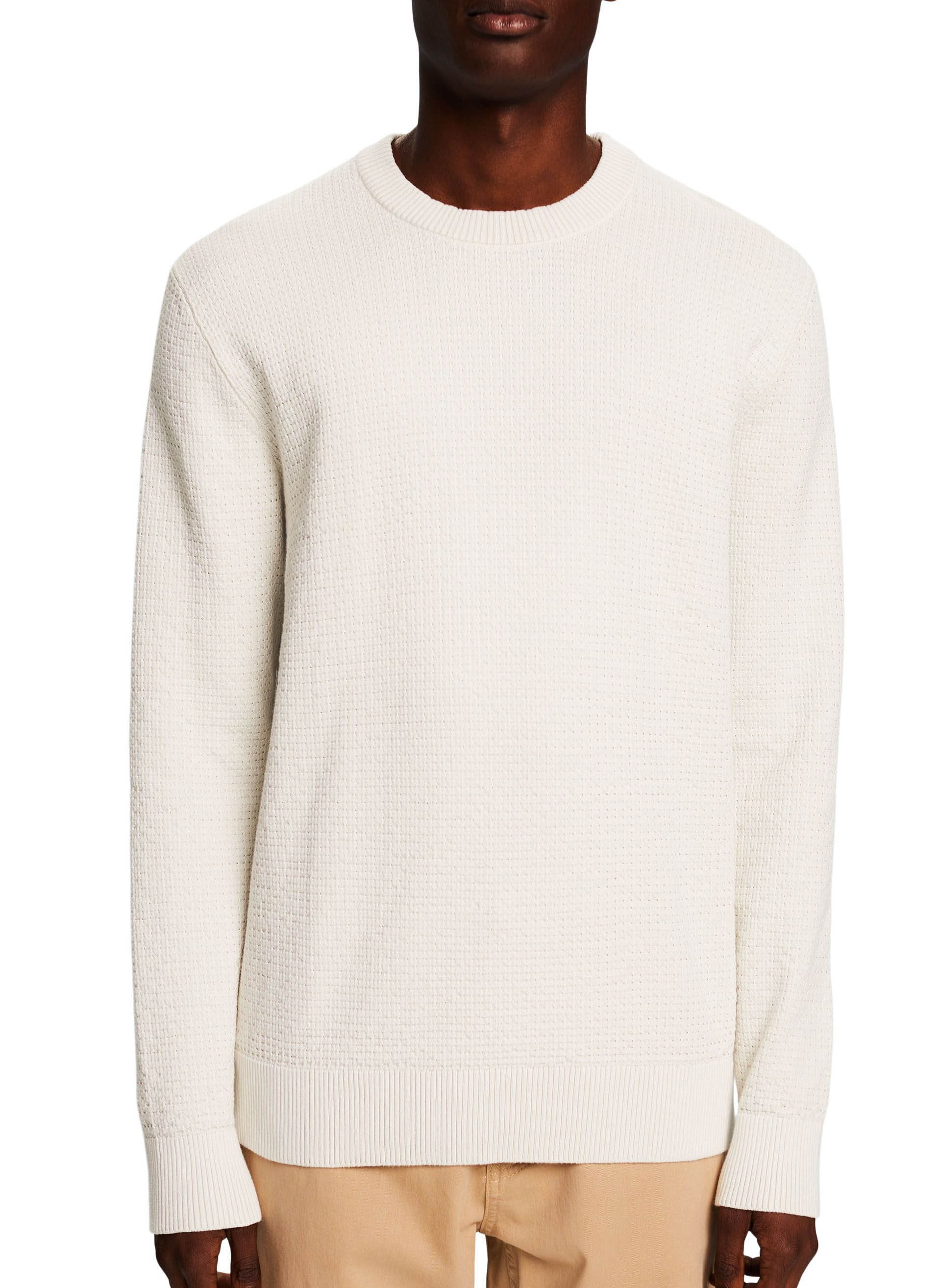 Organic cotton round-neck sweater ESPRIT White