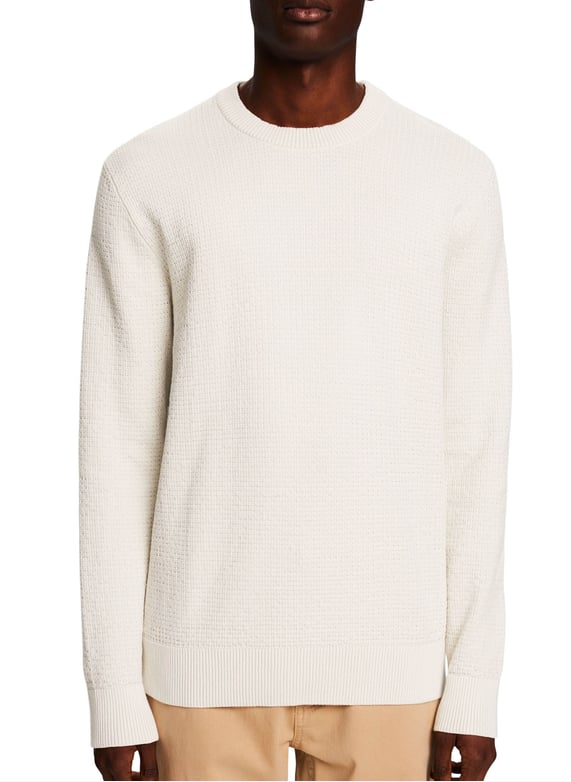 Maglione scollo tondo in cotone bio Bianco Esprit Uomo Place