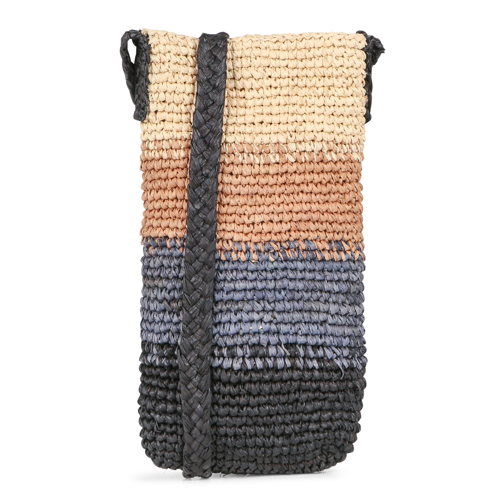 Porte téléphone rayé à bandoulière en raphia tressé CAMALYA Multicolore