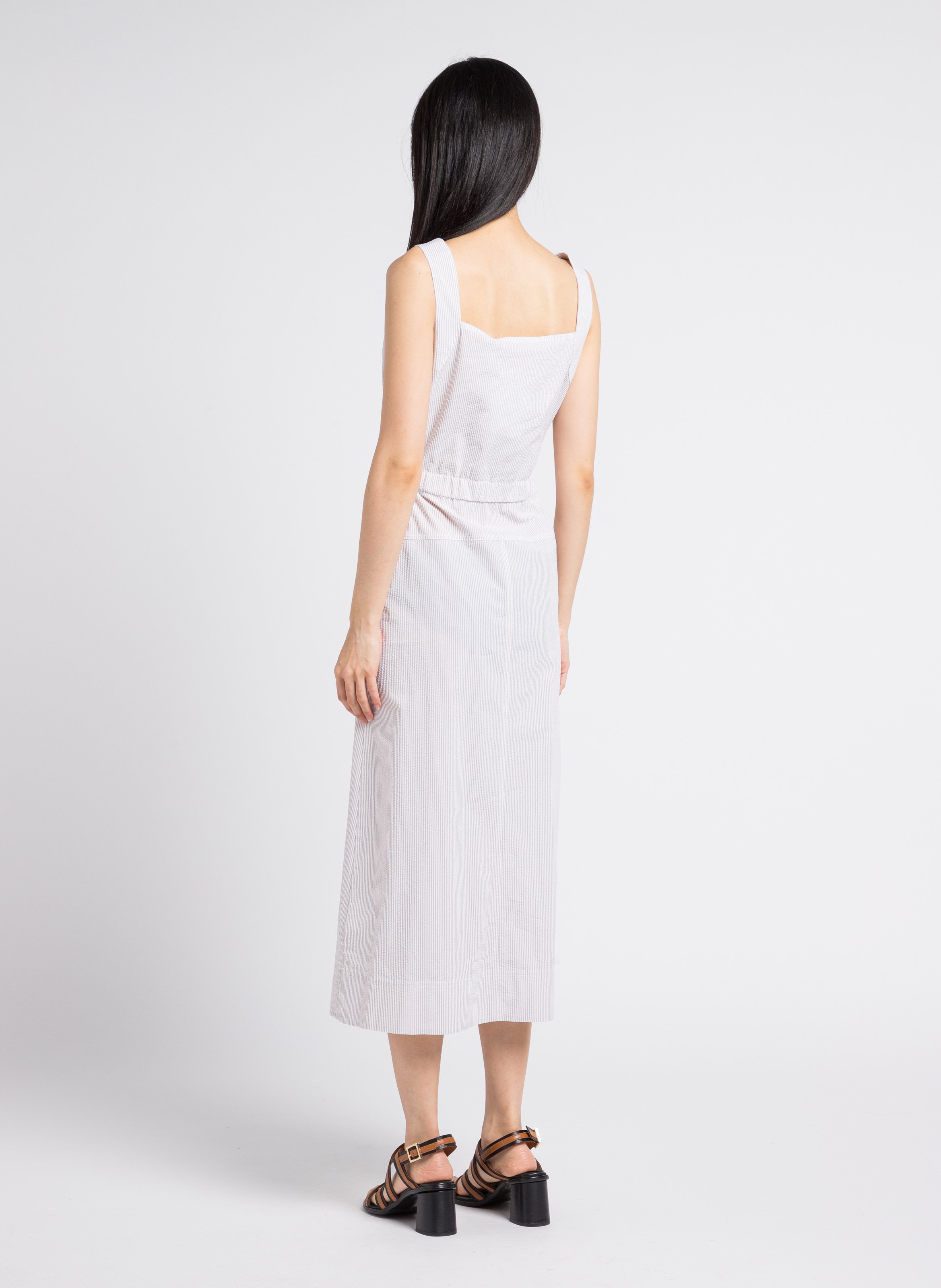 Long loose-fit cotton square-neck dress MAX MARA LEISURE Beige