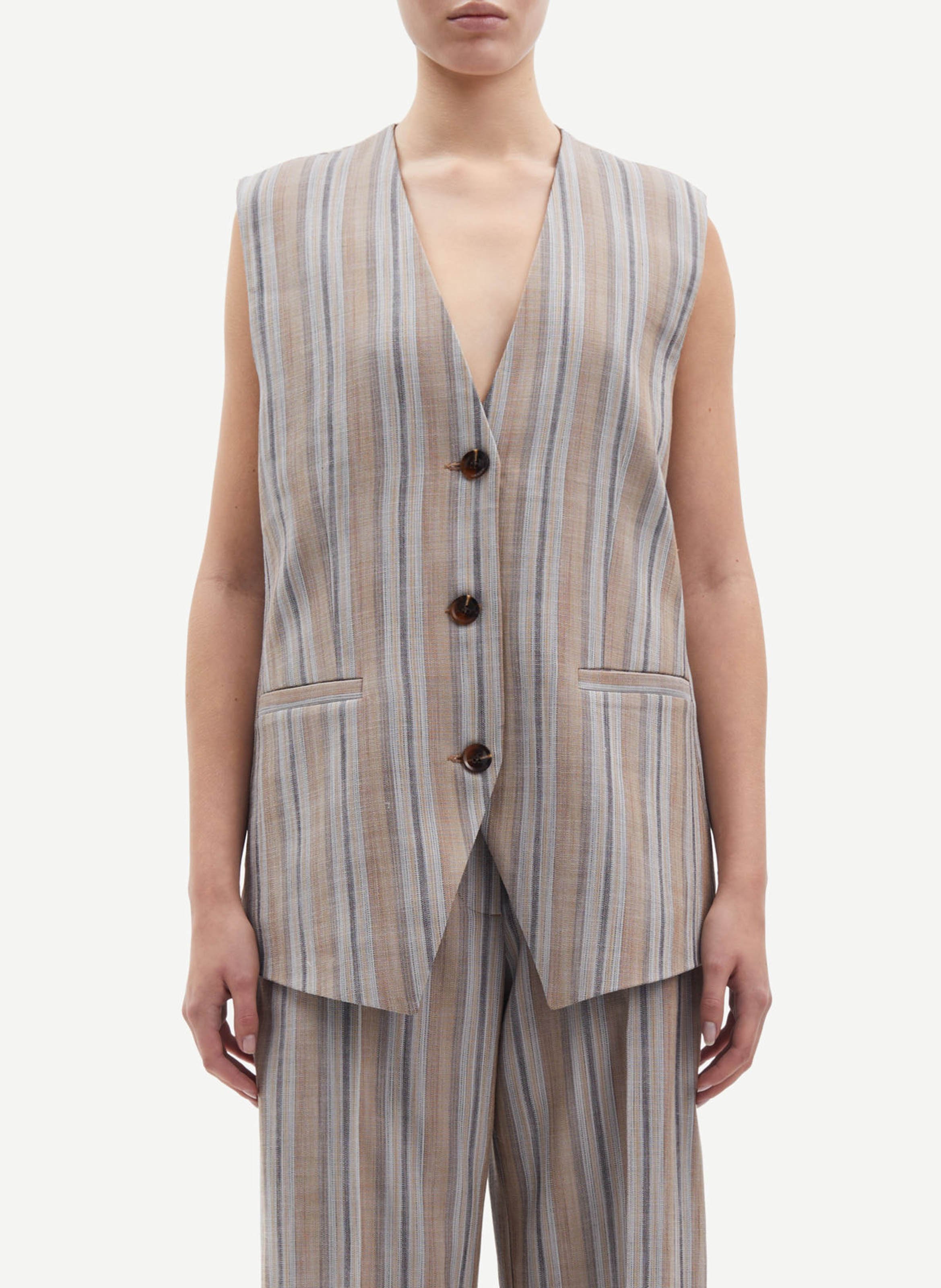 Striped sleeveless waistcoat SAMSOE SAMSOE Green