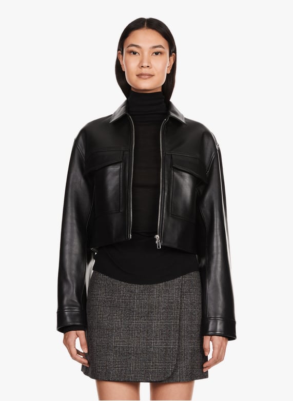 Veste courte en cuir clearance