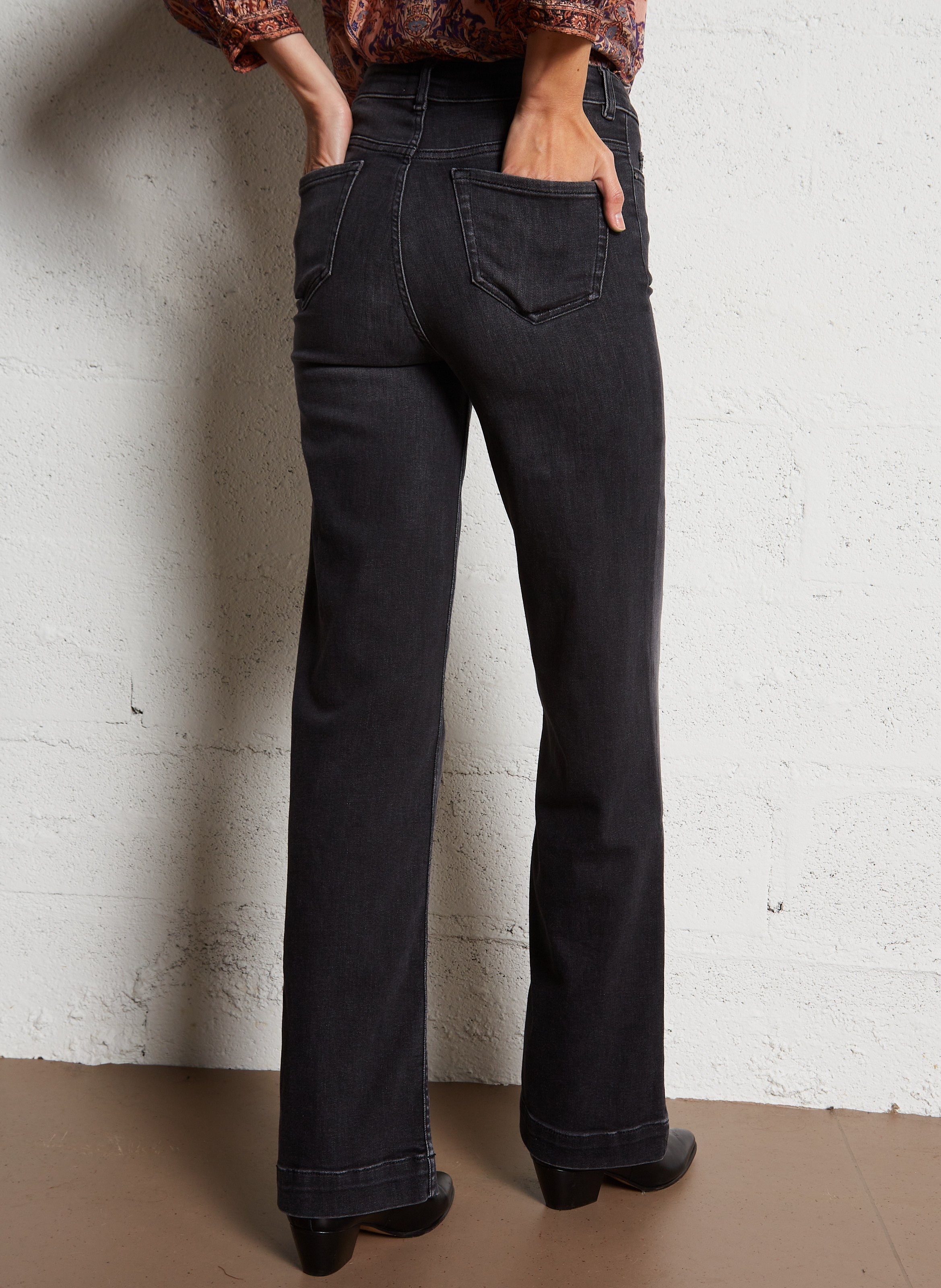 Cotton-blend wide-leg jeans MAISON 123 Black