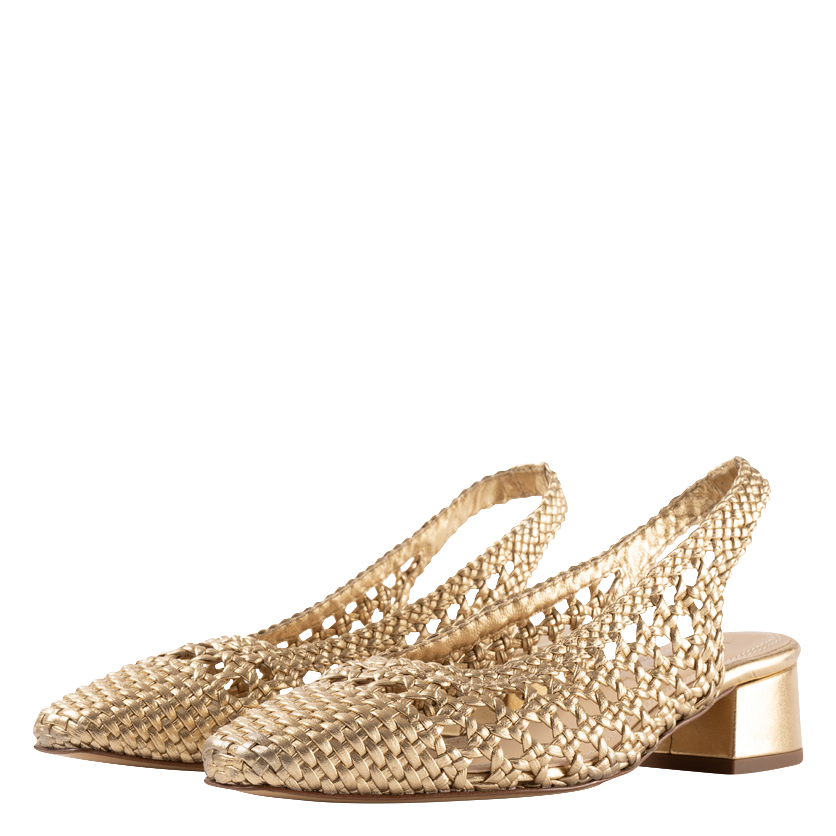 Sandales à talons en cuir tressé SOULIER MARTINEZ Doré