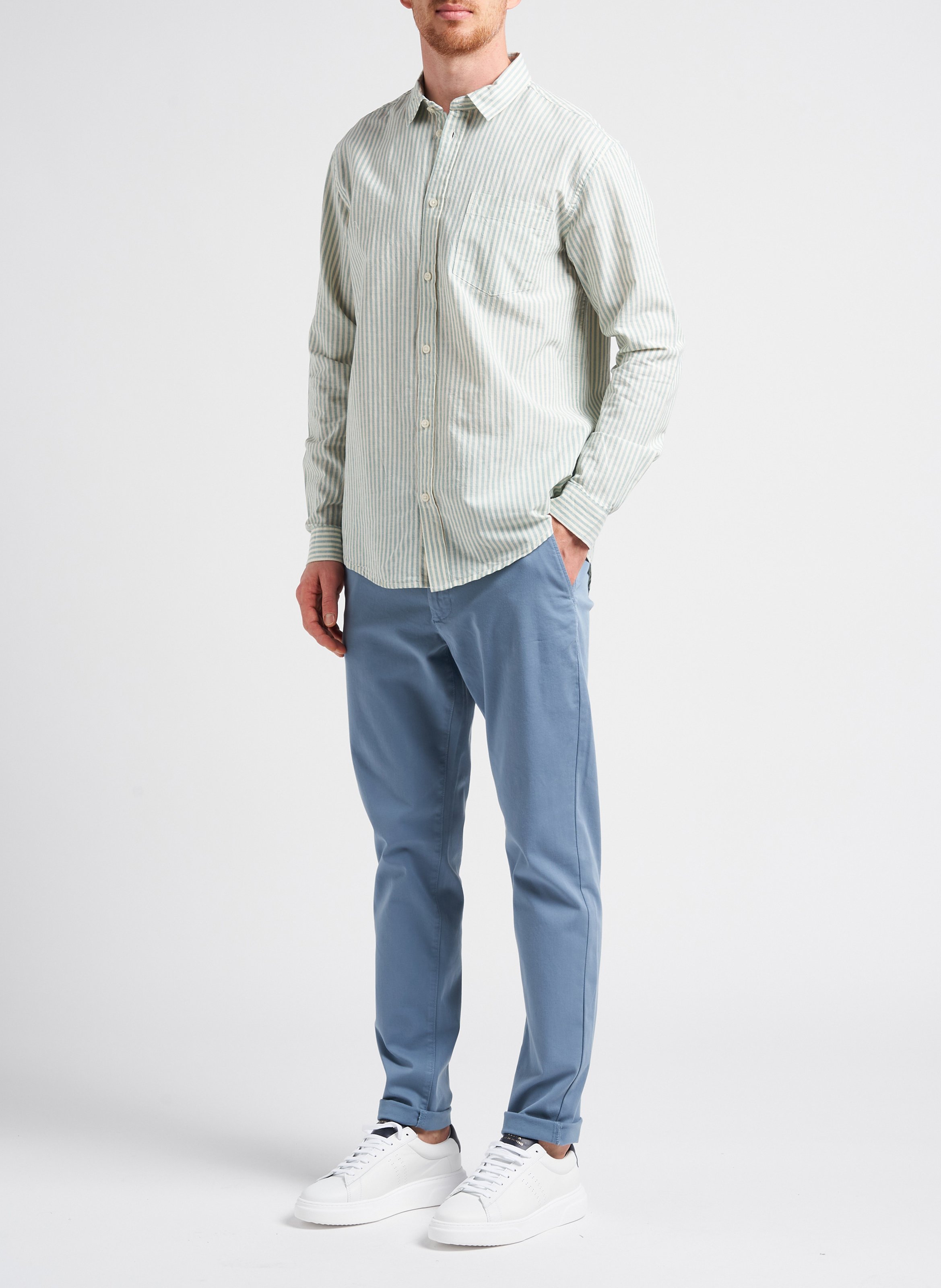 Straight-leg organic cotton-blend pants MINIMUM Blue