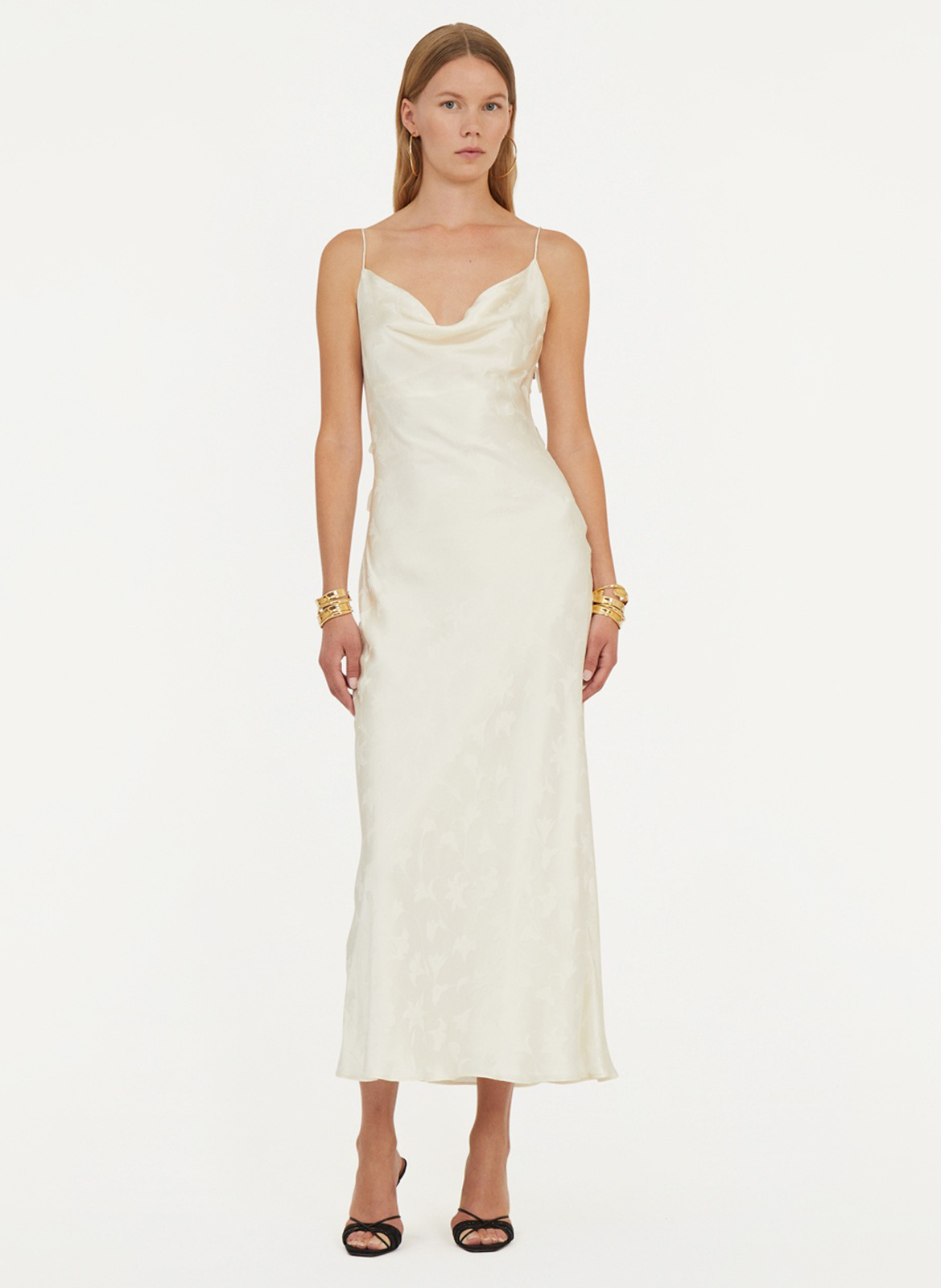 Long silk printed dress ROTATE Multicolored