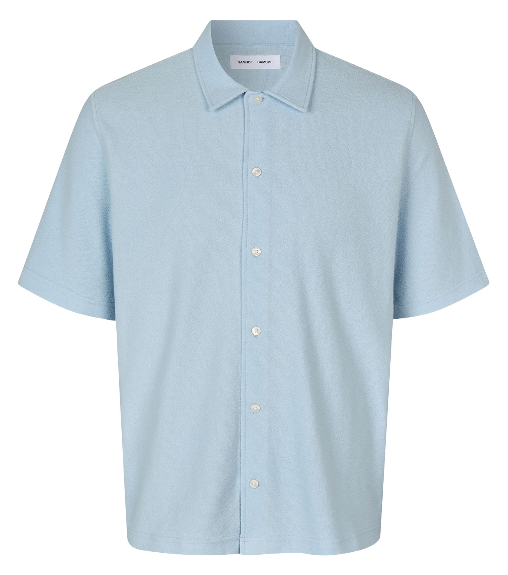 Chemise droite en coton bio mélangé Bleu