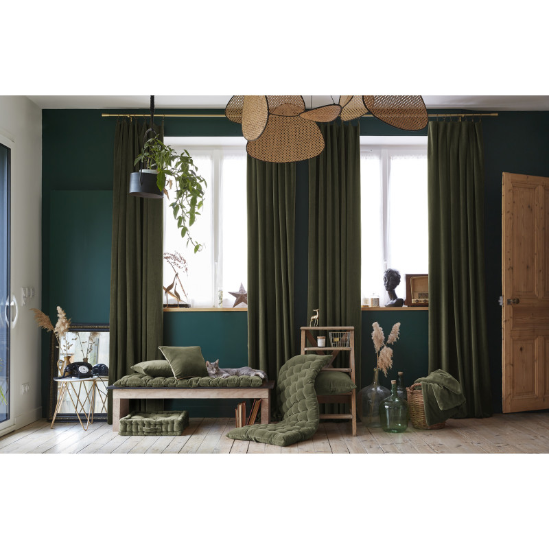 Cotton velvet floor cushion L'EFFET PAPILLON Green