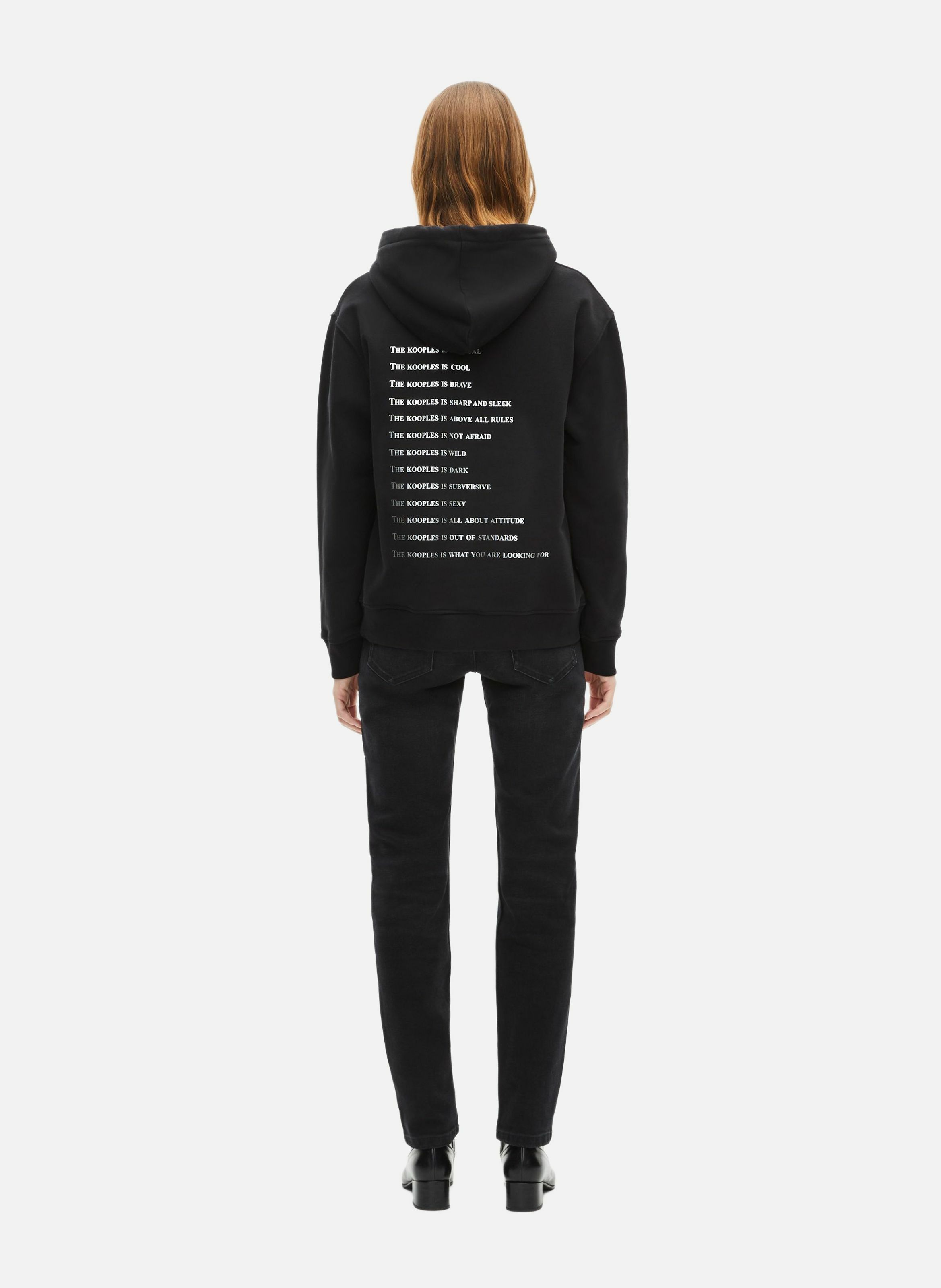 Hooded cotton sweatshirt with rhinestones. THE KOOPLES Black