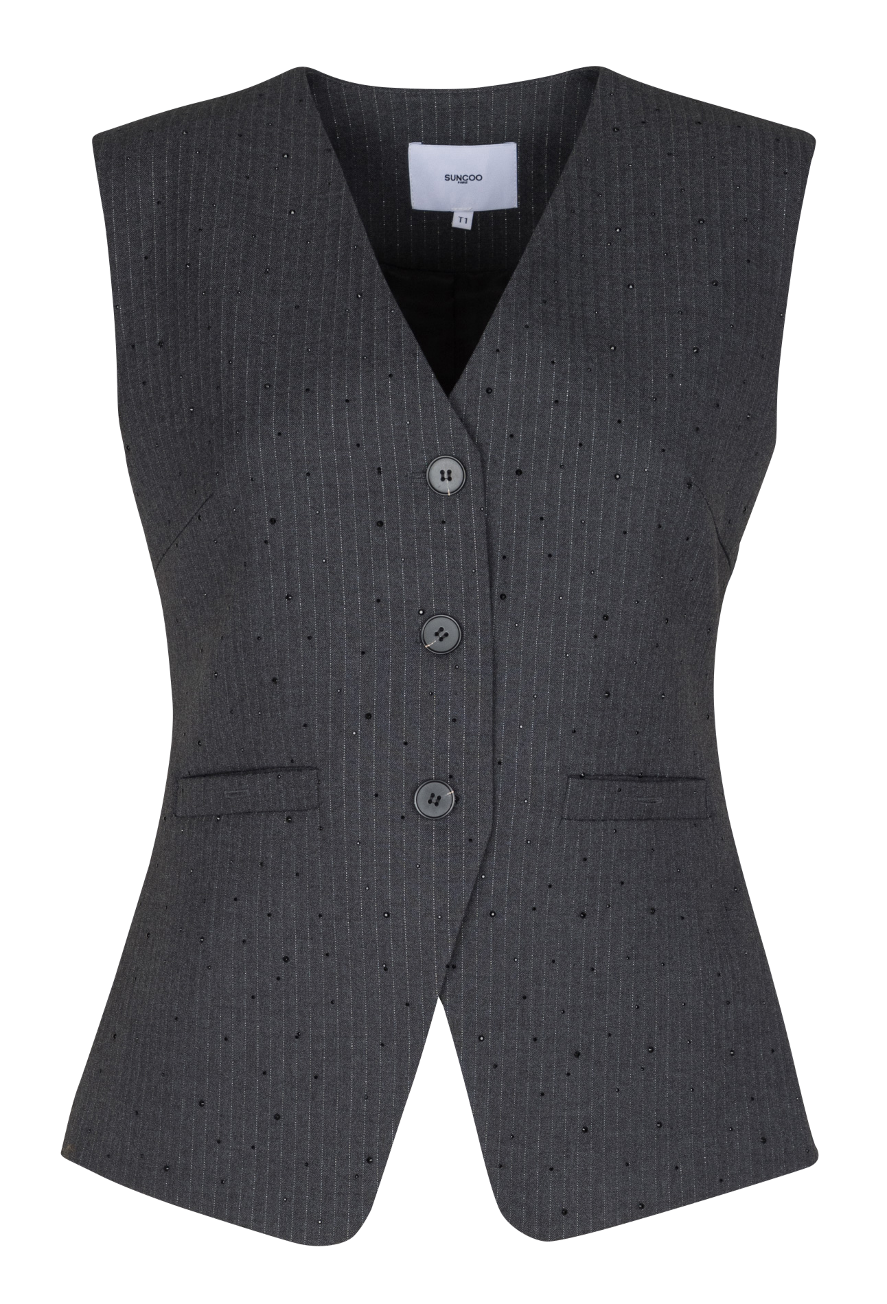 Gilet de costume rayé à strass SUNCOO Gris