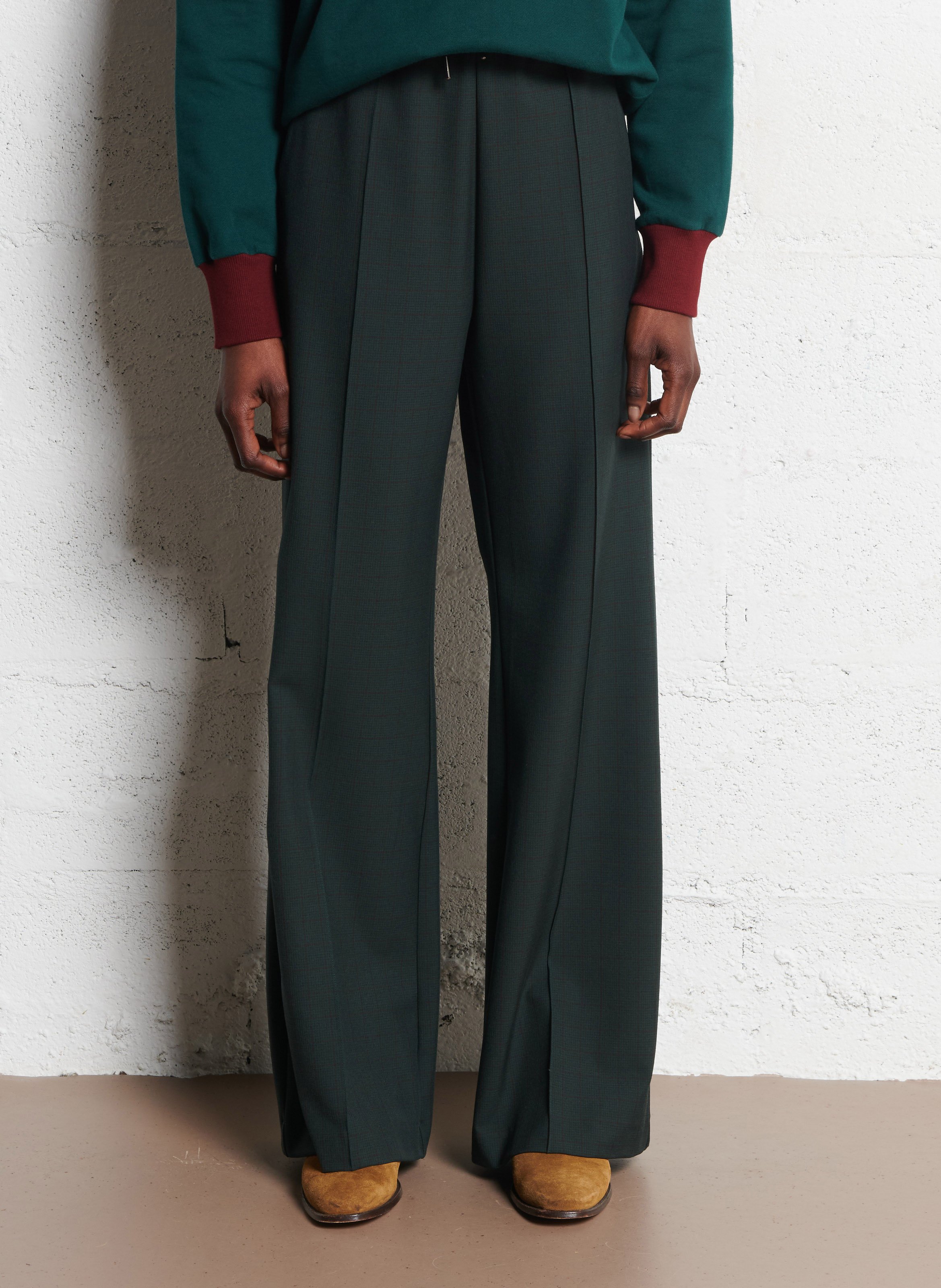 Pantalon large à carreaux I CODE Vert