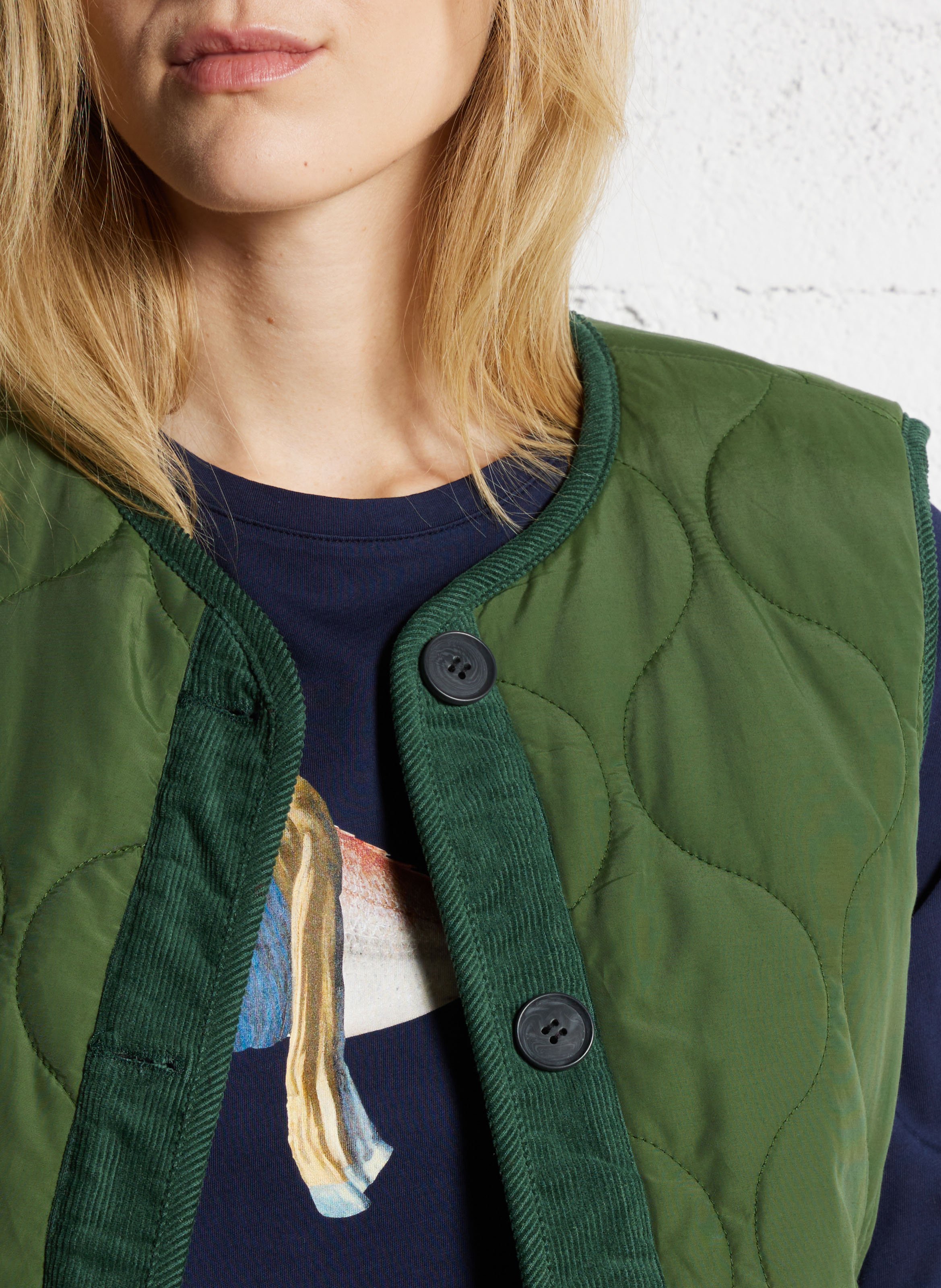 Veste sans manches courte réversible NICE THINGS Kaki