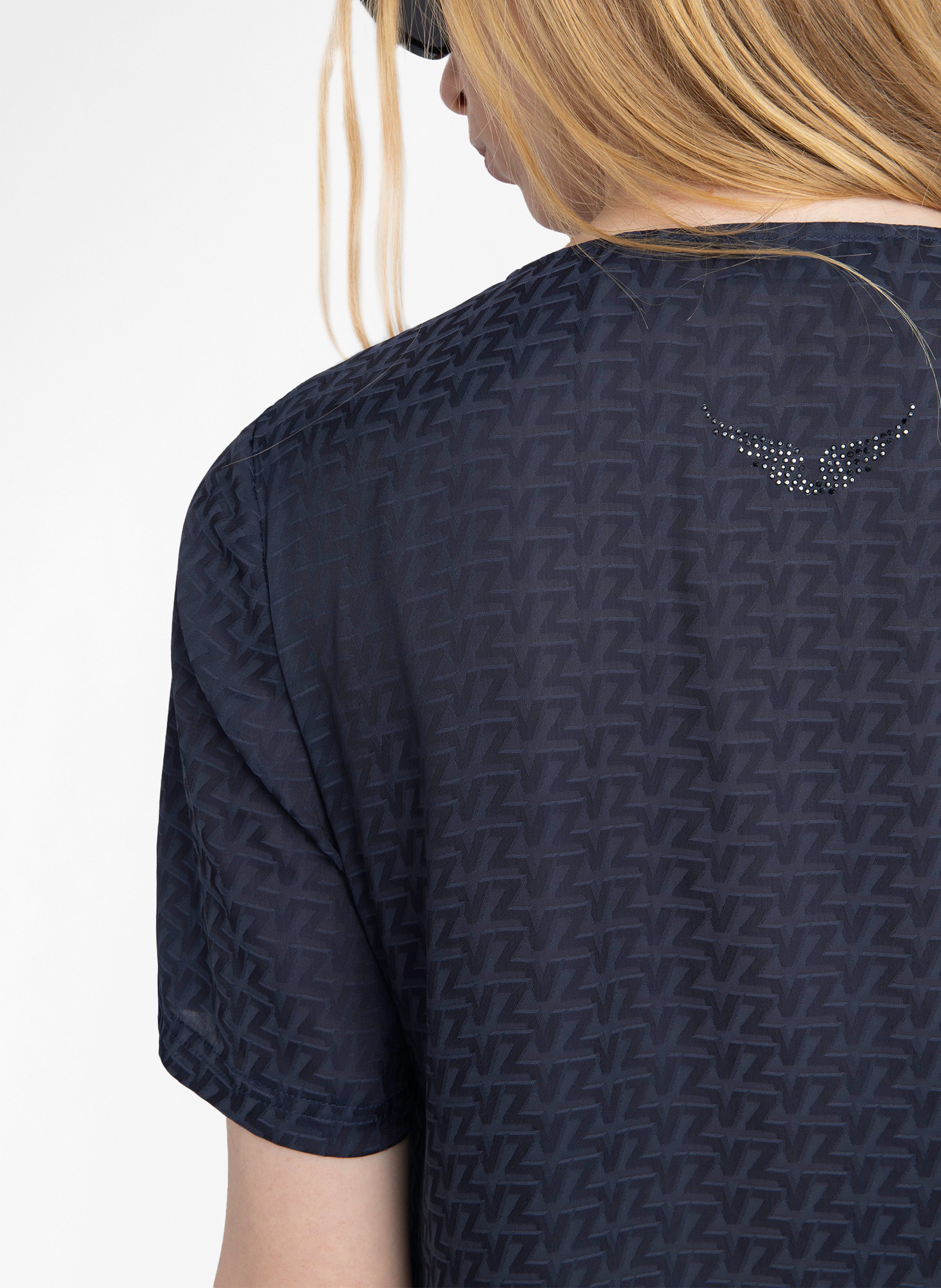 Top à décolleté lacé en satin ZADIG&VOLTAIRE Bleu