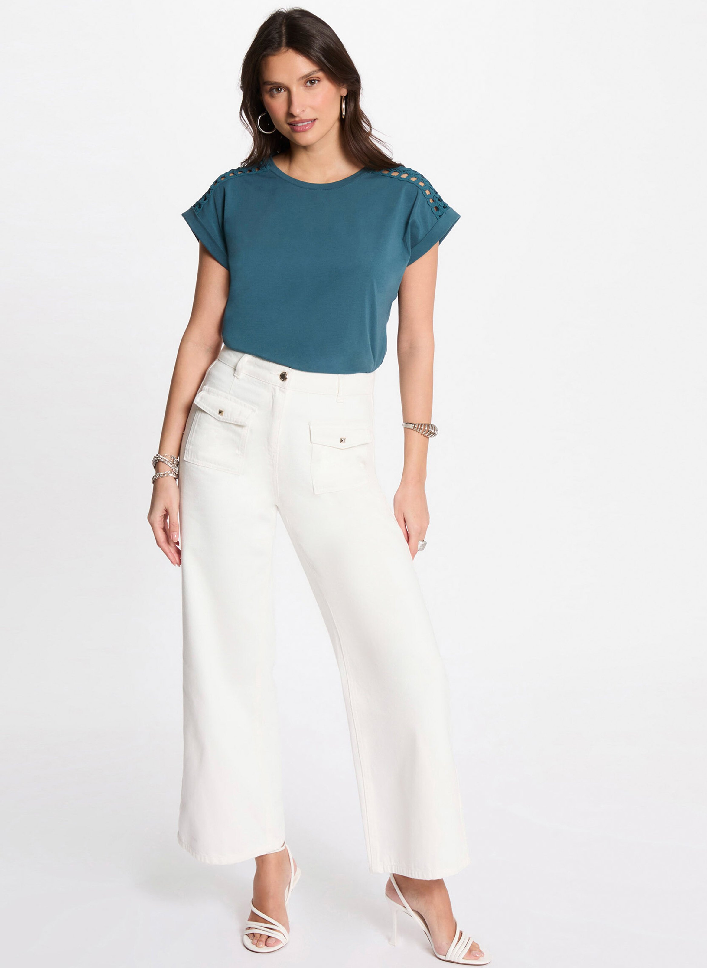 Gestreept T-shirt in marinelook met lange mouwen MORGAN Blauw