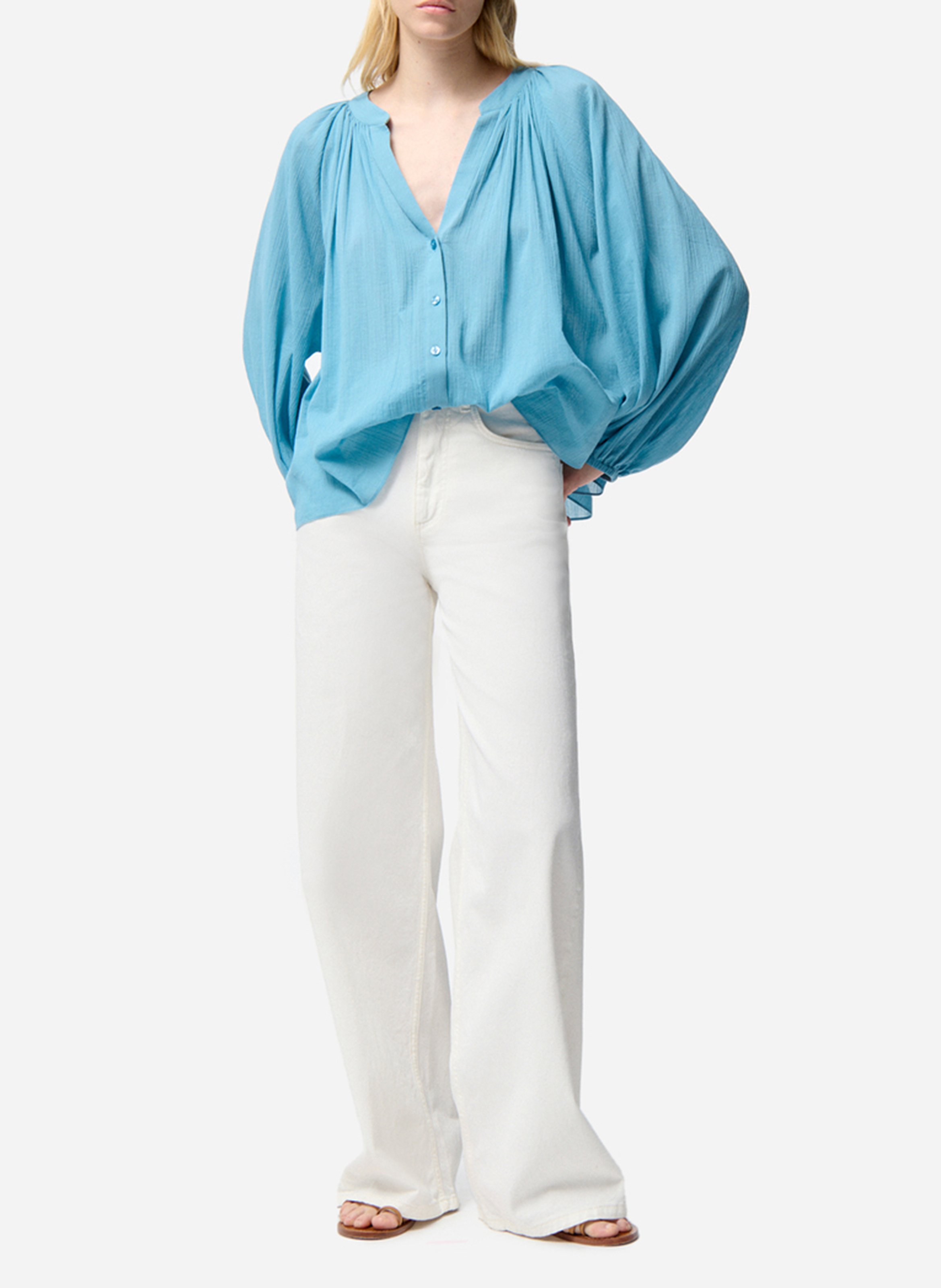 V-neck cotton blouse VANESSA BRUNO Blue