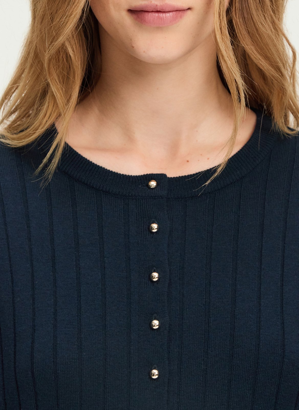 Pull droit col rond en laine mélangée PABLO Bleu