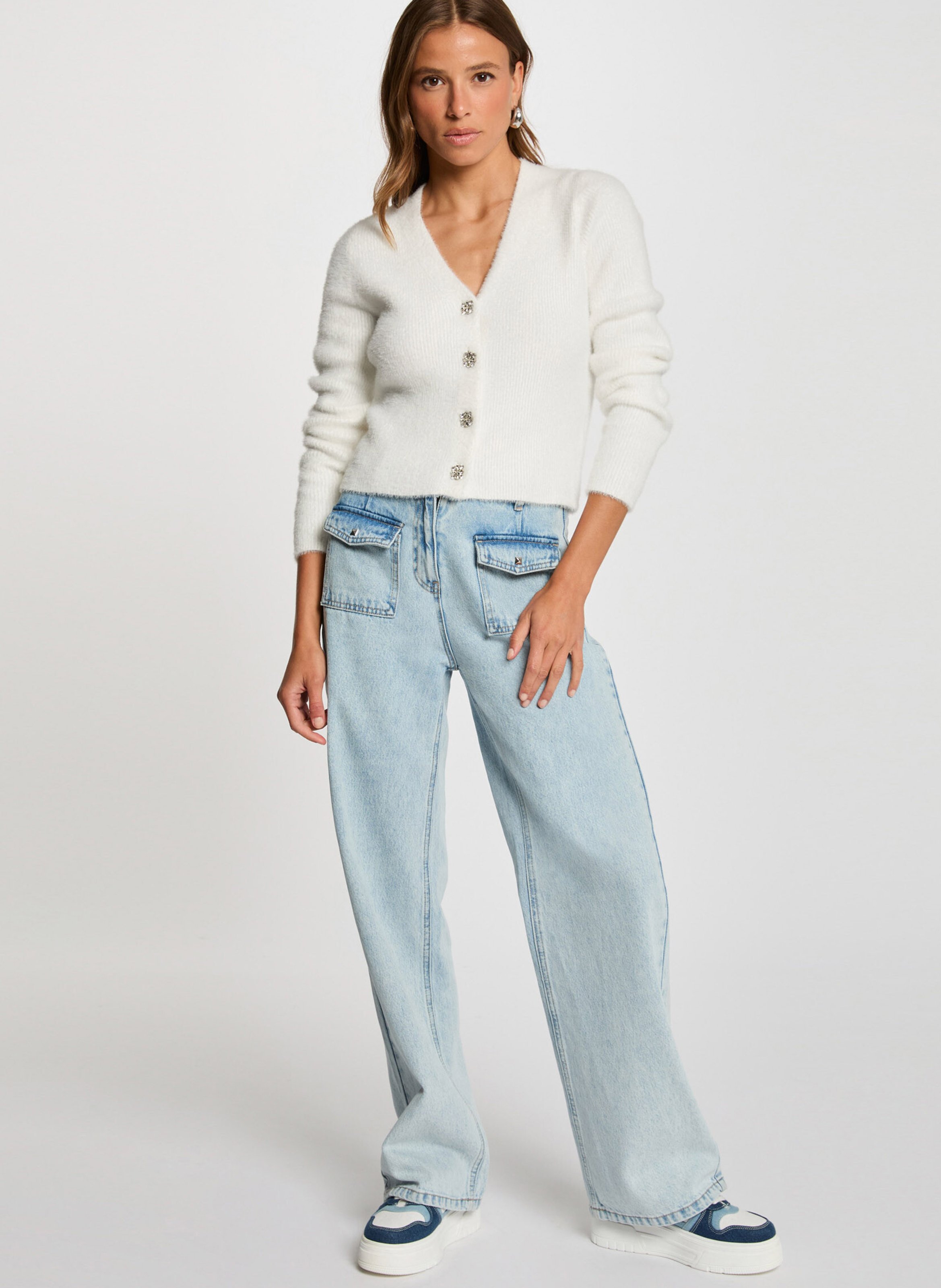 Strickjacke - Schalkragen MORGAN Weiss