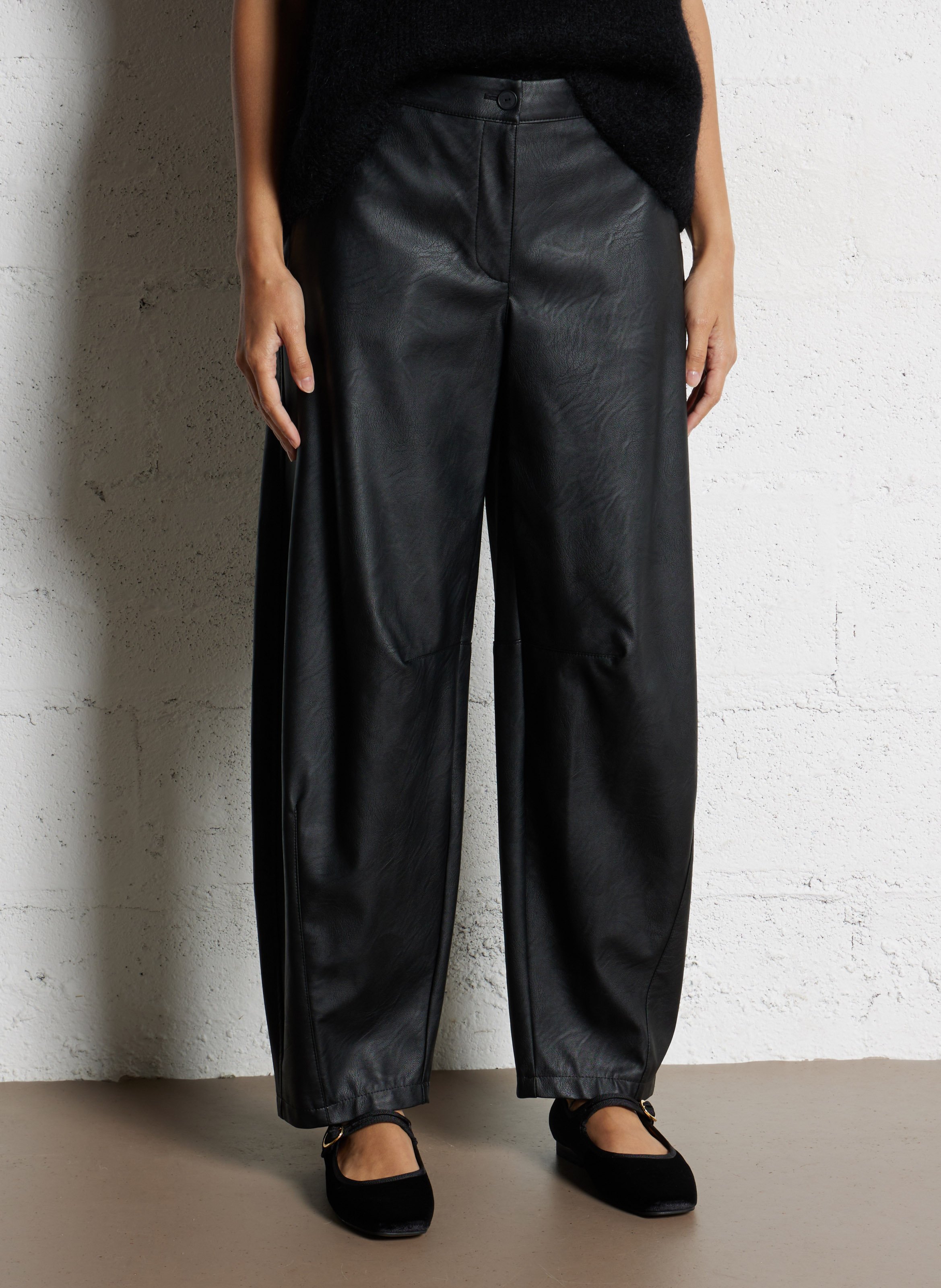 Pantalon ballon simili cuir PLEASE Noir