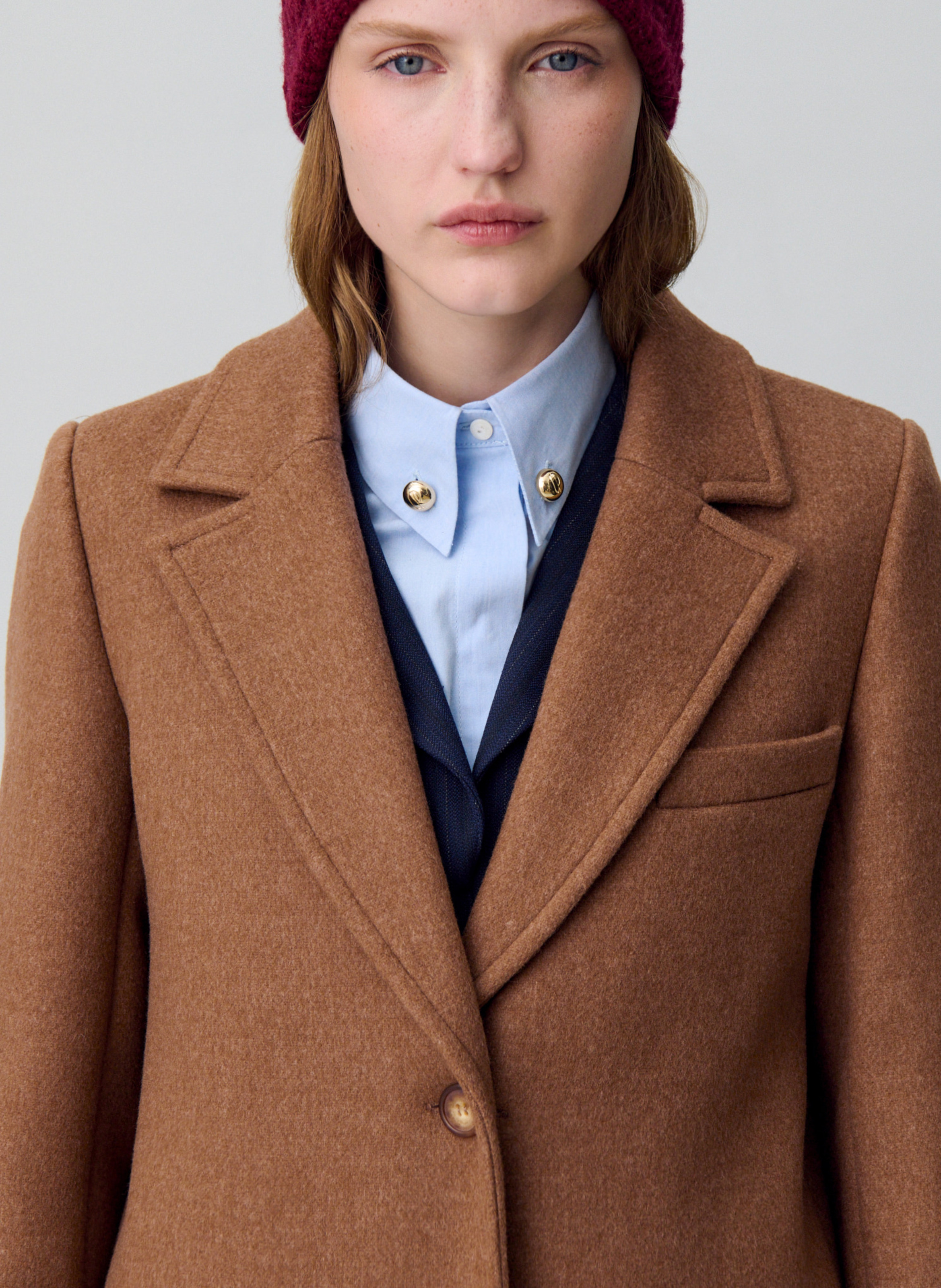 Mittellanger Oversize-Mantel in Uni CLAUDIE PIERLOT Beige