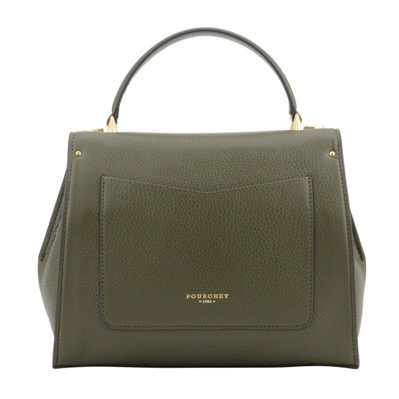 Handbag - grained calf leather POURCHET Khaki