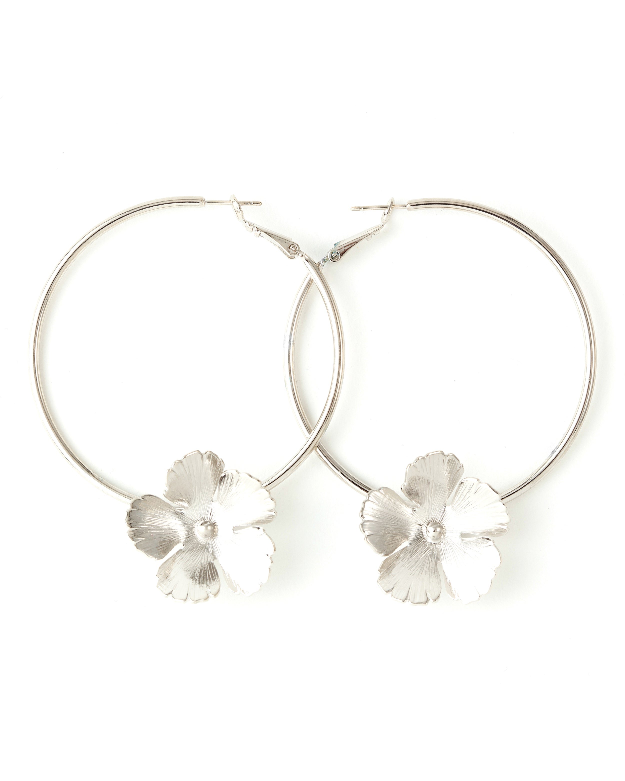 AGLAÉ - Silver-plated flower hoop earrings MONSIEUR SIMONE Silver