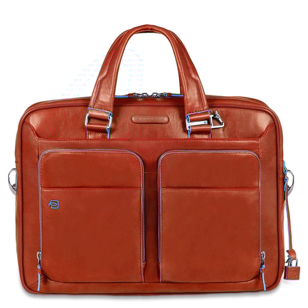Grained faux leather laptop bag PIQUADRO
