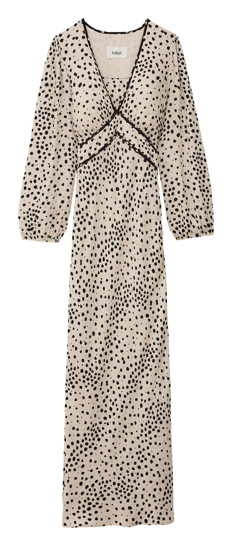 Robe longue col V à pois BA&SH Beige