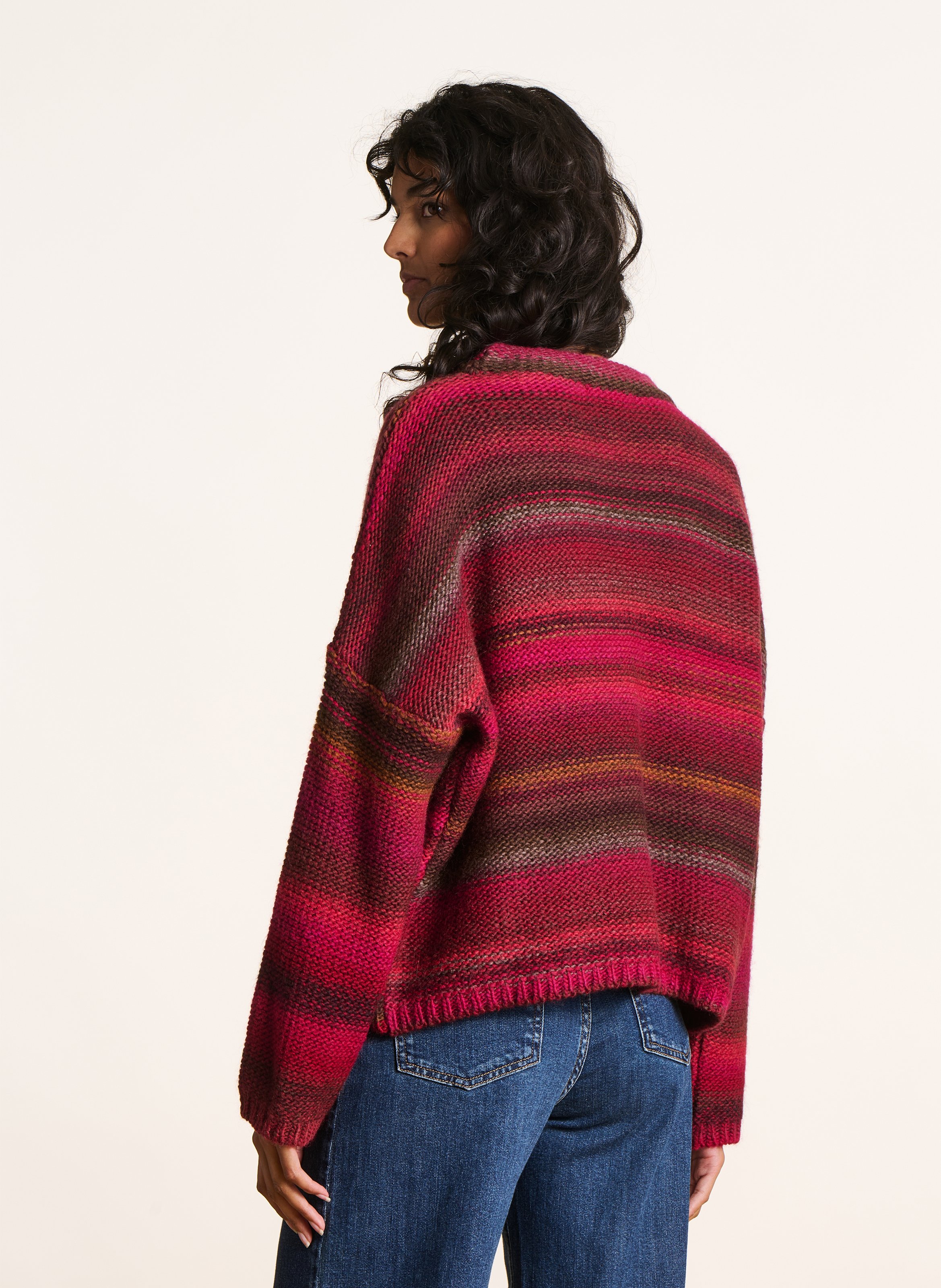 Pull col rond oversize en laine mélangée LA FEE MARABOUTEE Rouge