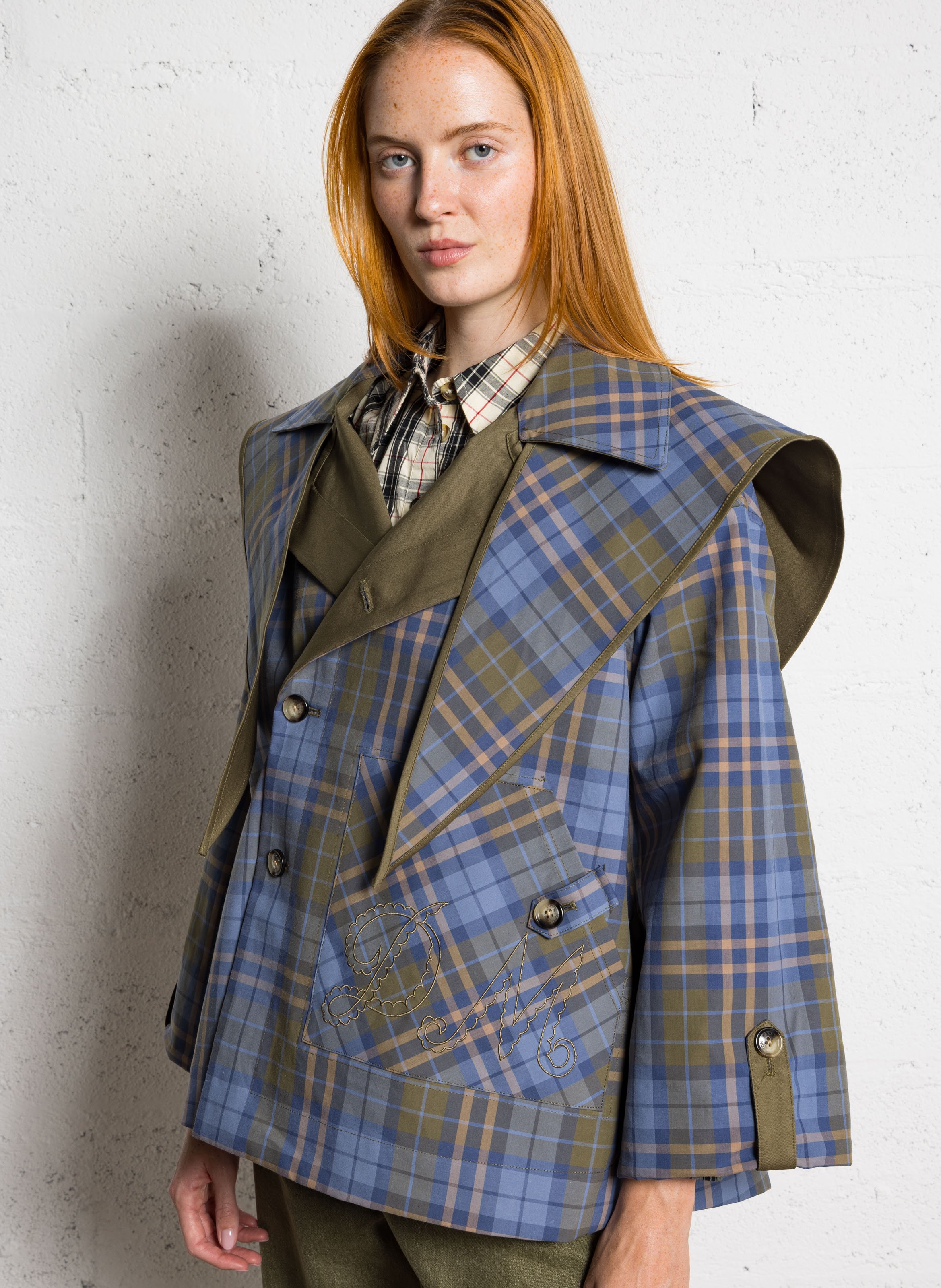 Short organic cotton trench coat DAMSON MADDER Green
