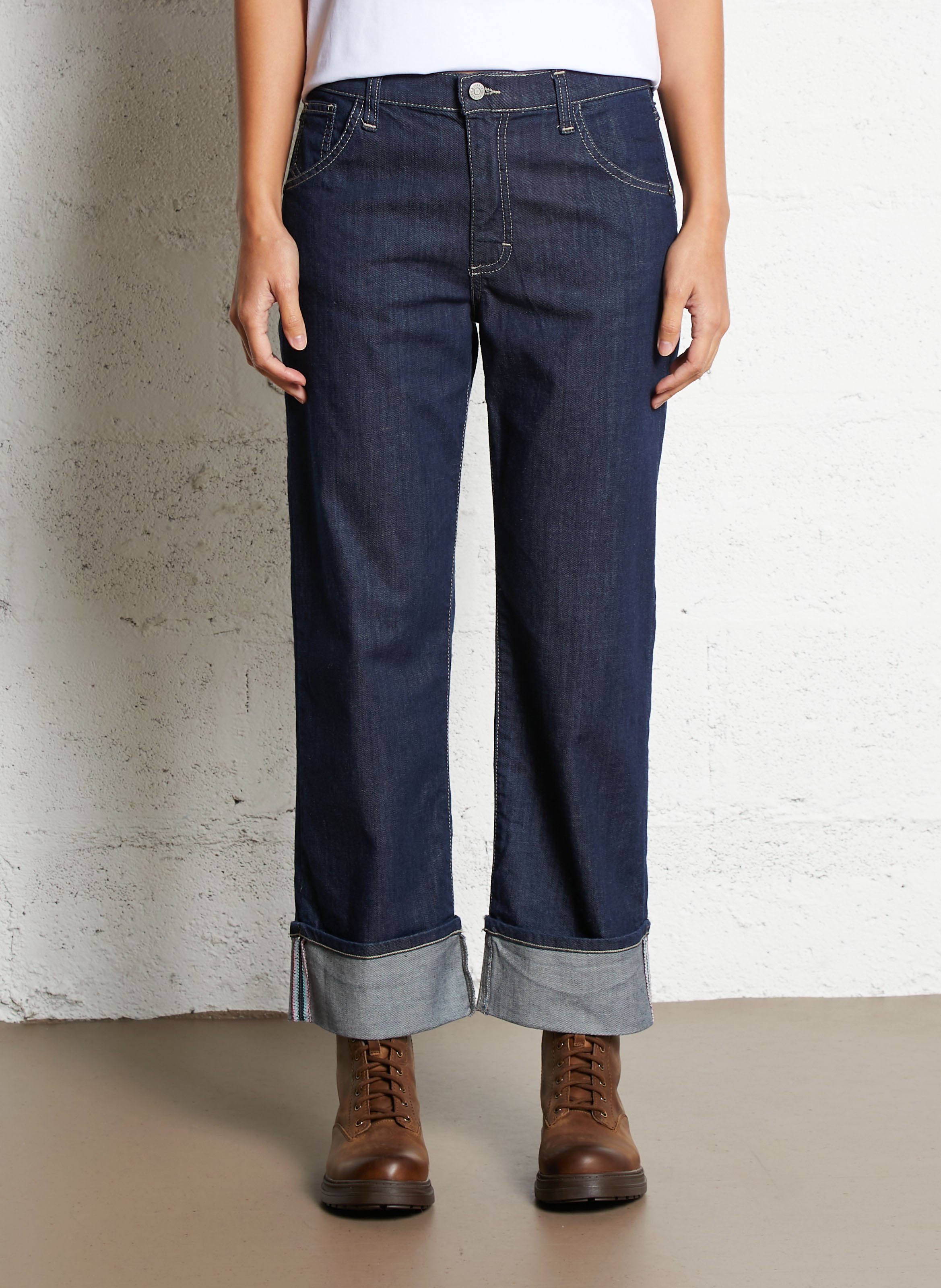 Jean droit en coton mélangé PLEASE Bleu