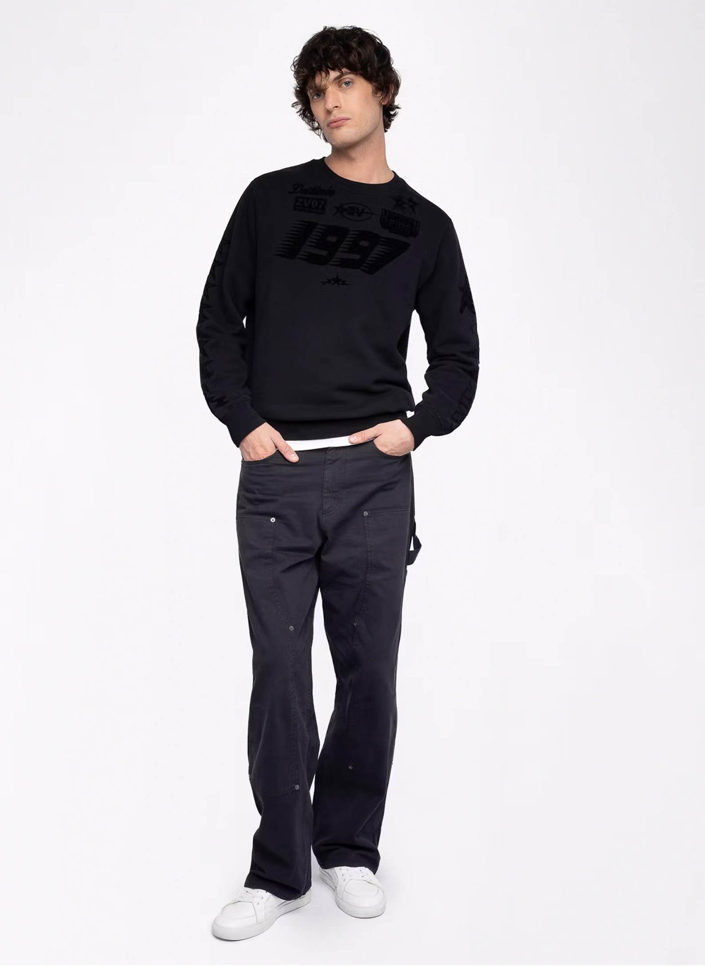 Straight-cut cotton-blend sweater with round neck ZADIG&VOLTAIRE Black