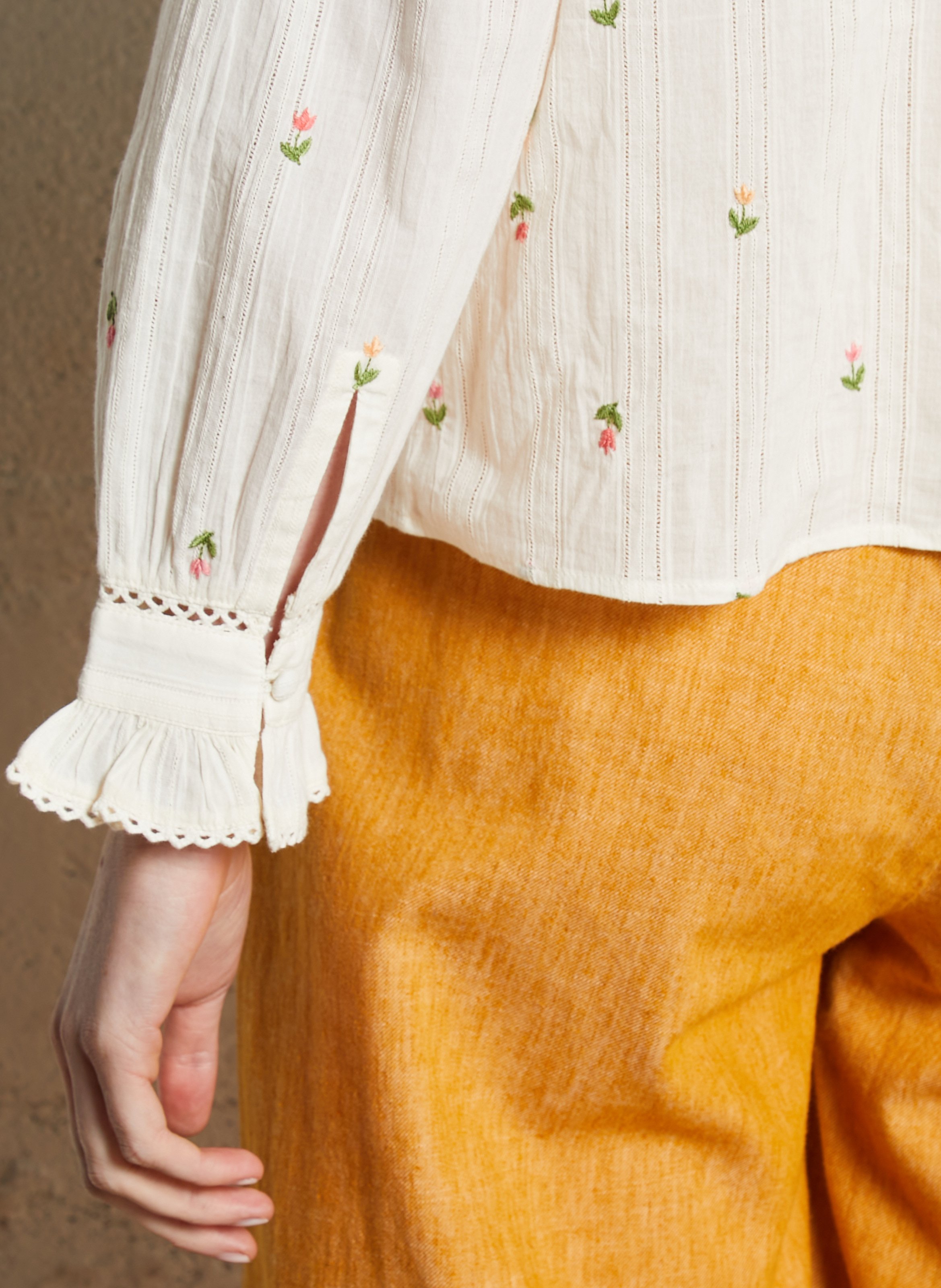 Katoenen blouse met Claudinekraag EMILE ET IDA Beige