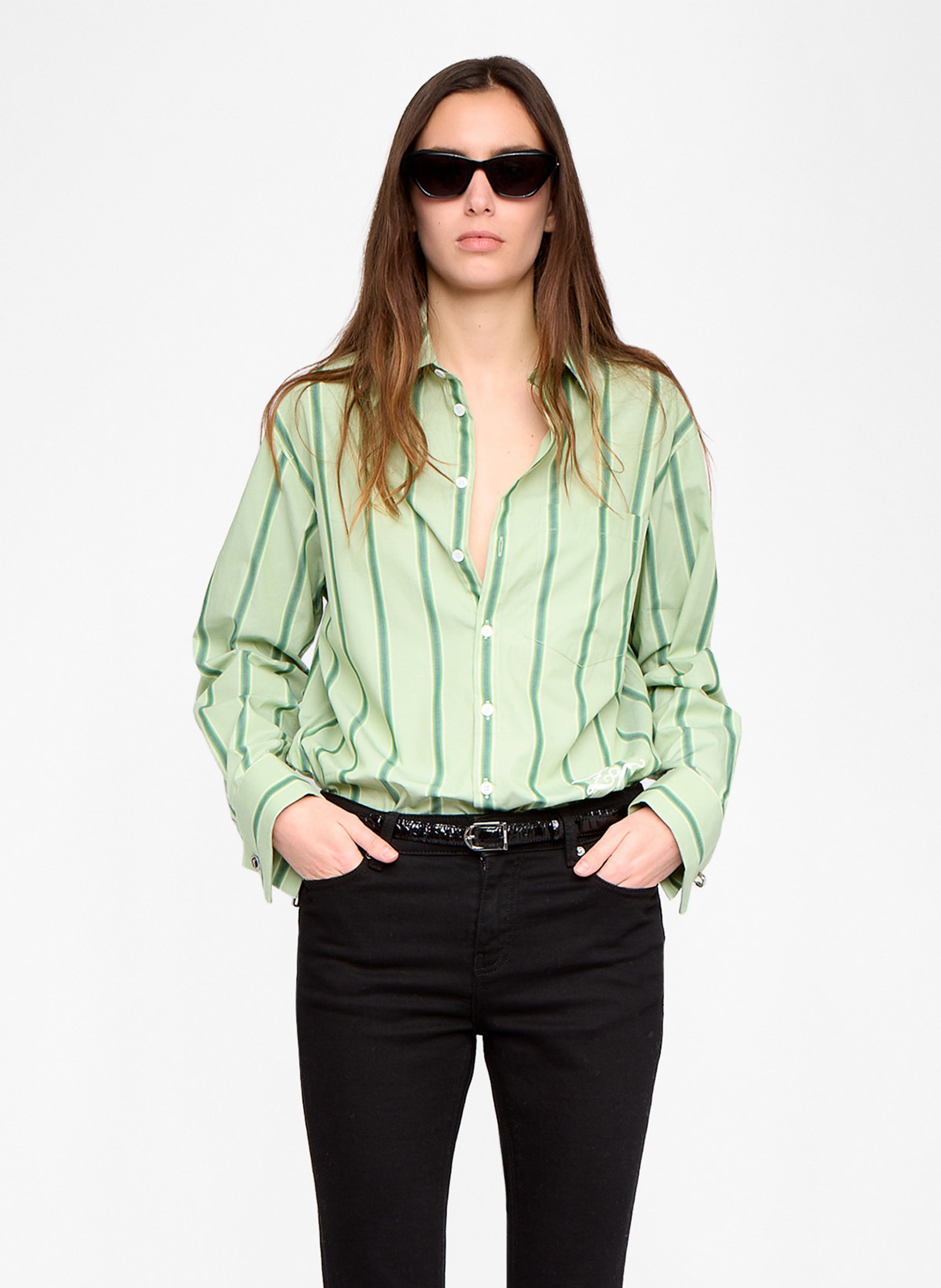 Oversized striped cotton shirt ZADIG&VOLTAIRE Green