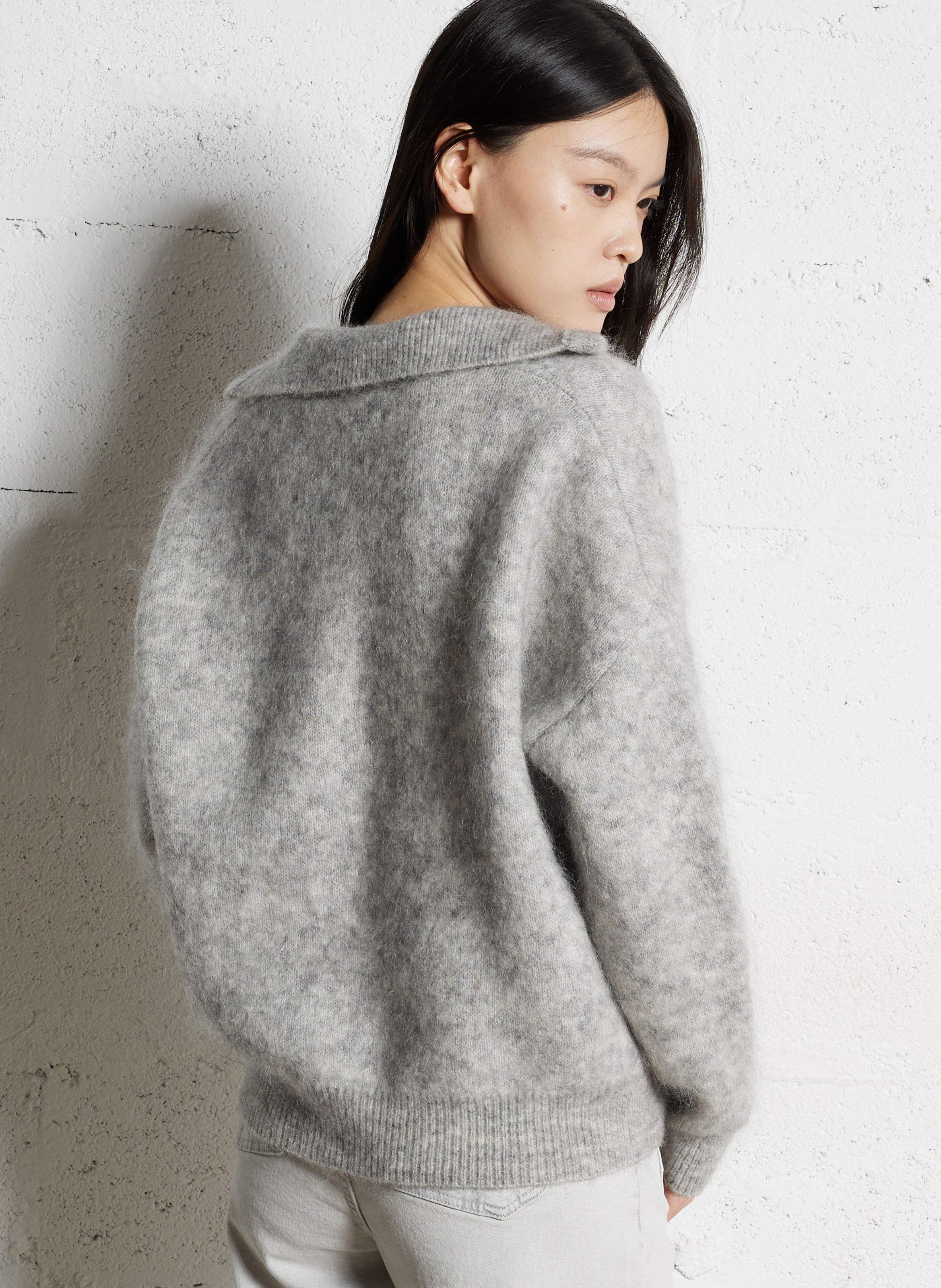 Pull col V en laine mélangée MAISON 123 Gris